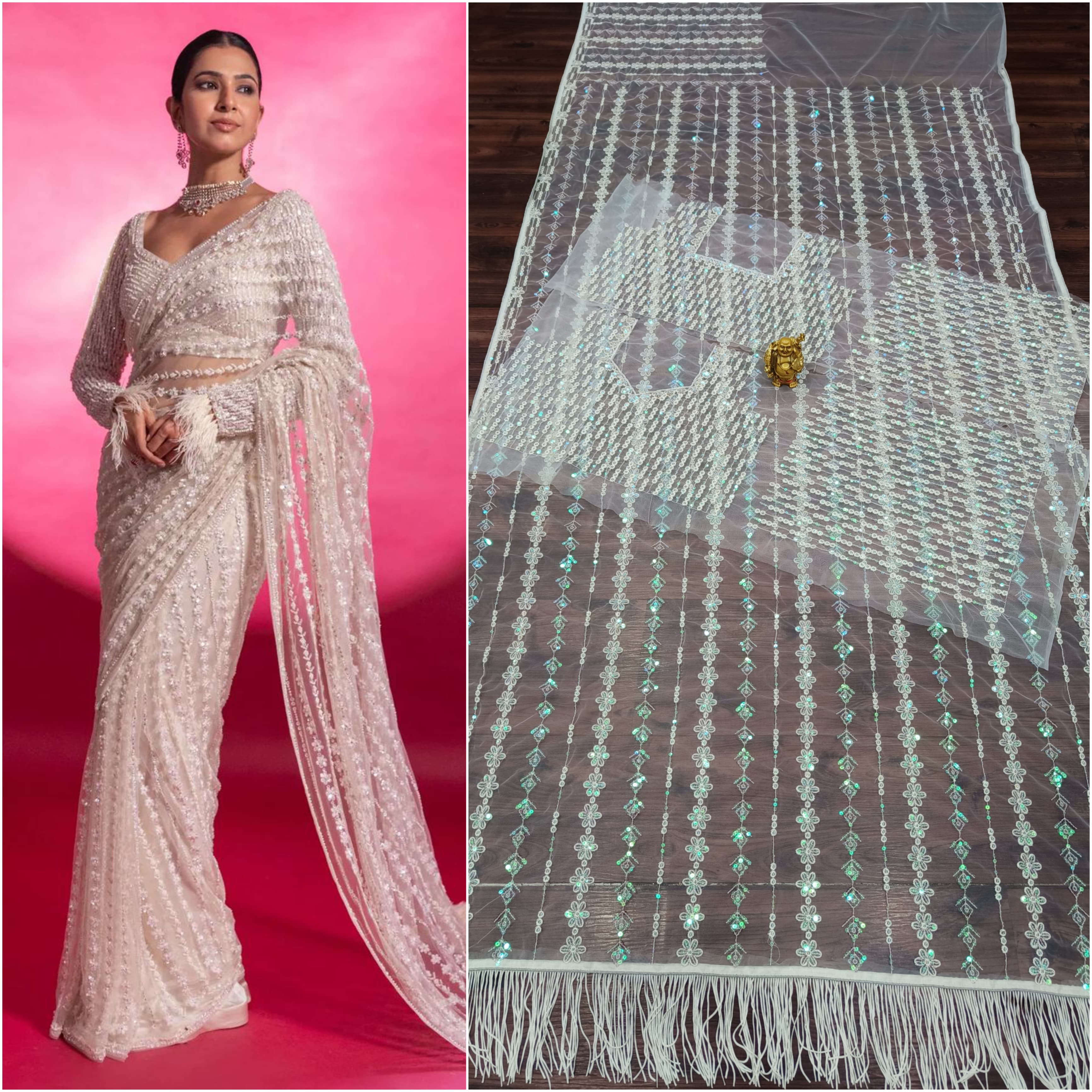 Fantastic  Sequence Work Mono Net Saree