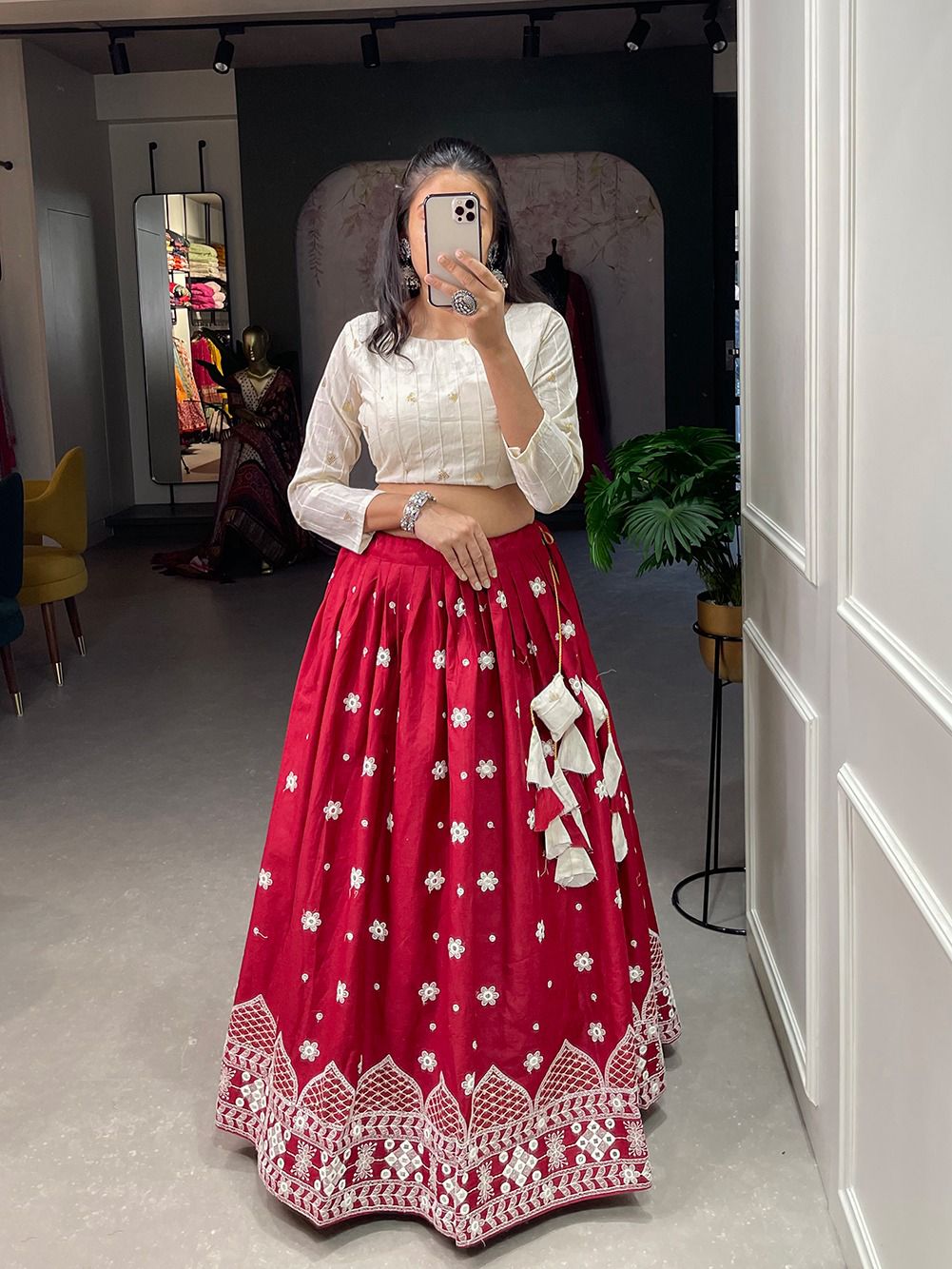 Offwhite and Red Lehenga Set from Gamila Collection | Red lehenga, Red  wedding lehenga, Lehenga