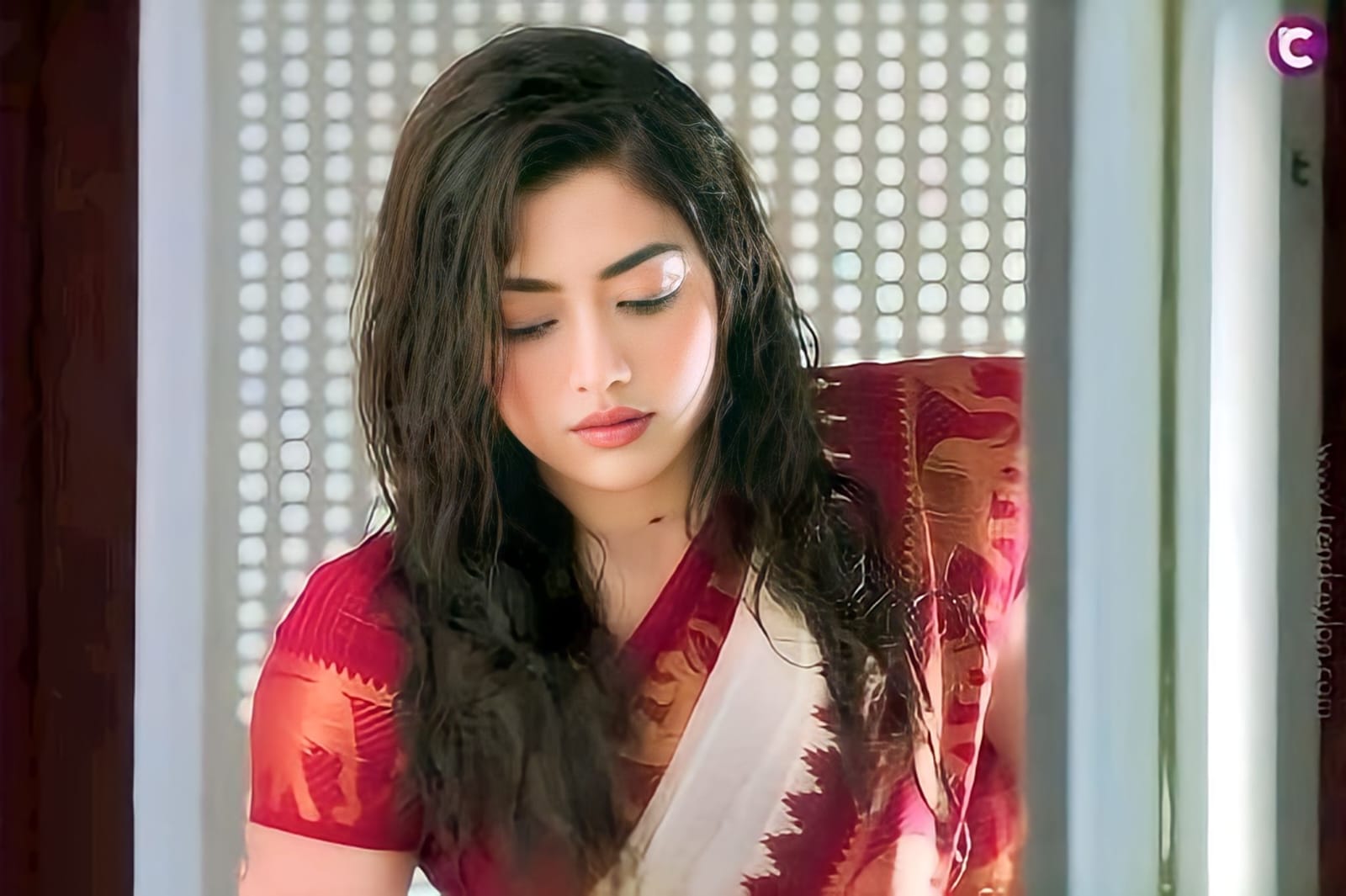 Rashmika Mandanna White Color Lichi Silk Saree