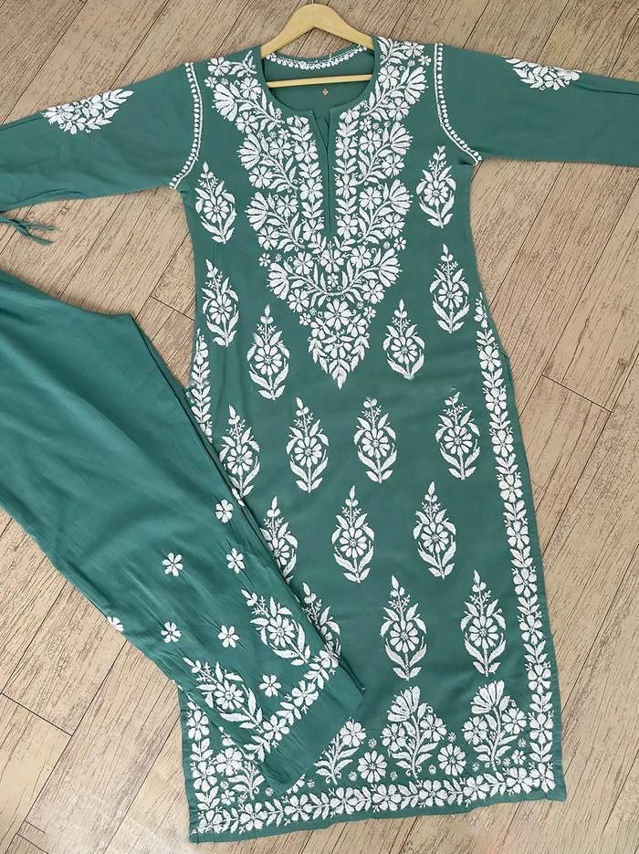 Precious Rama Color Reyon Chinestich work Suit