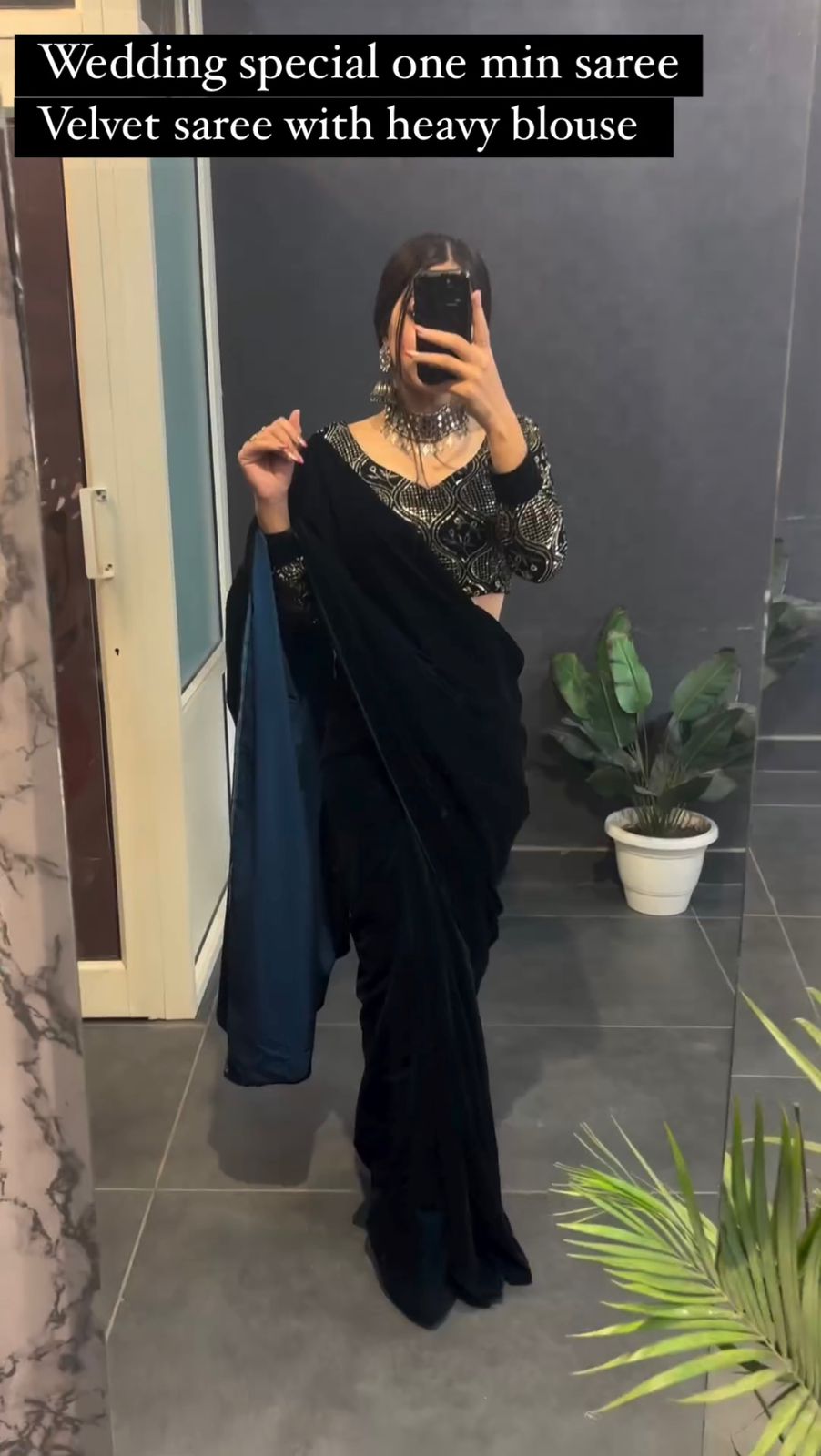 Blue Velvet Saree Online | Leemboodi