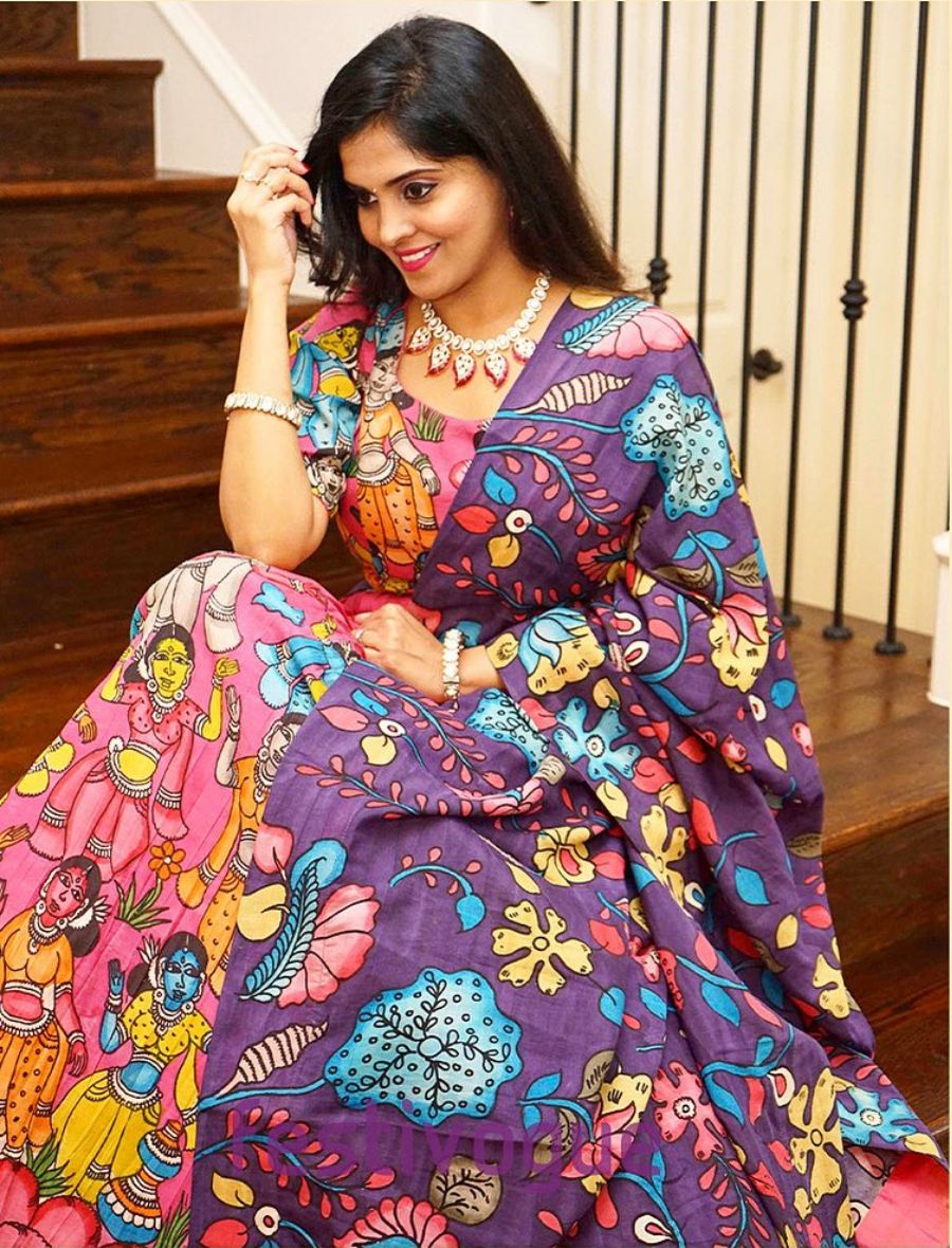 Adorable Blue Color Chent Crep  Kalamkari Print Lehenga Choli