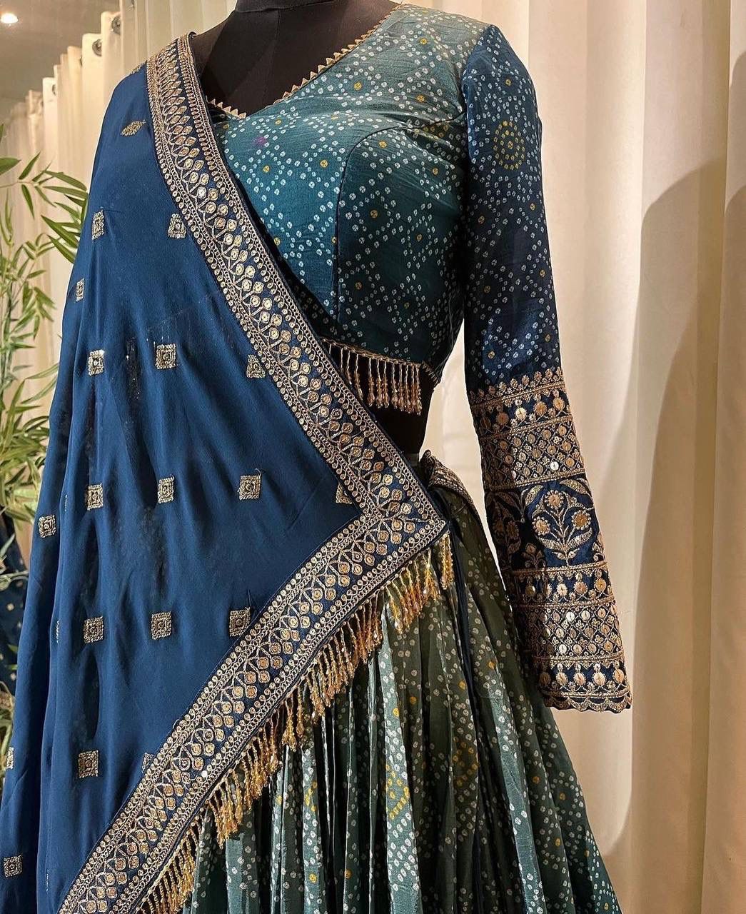 Party Wear Sky Blue Color Chinon Silk With Embroidered Sequence Work Lehenga Choli