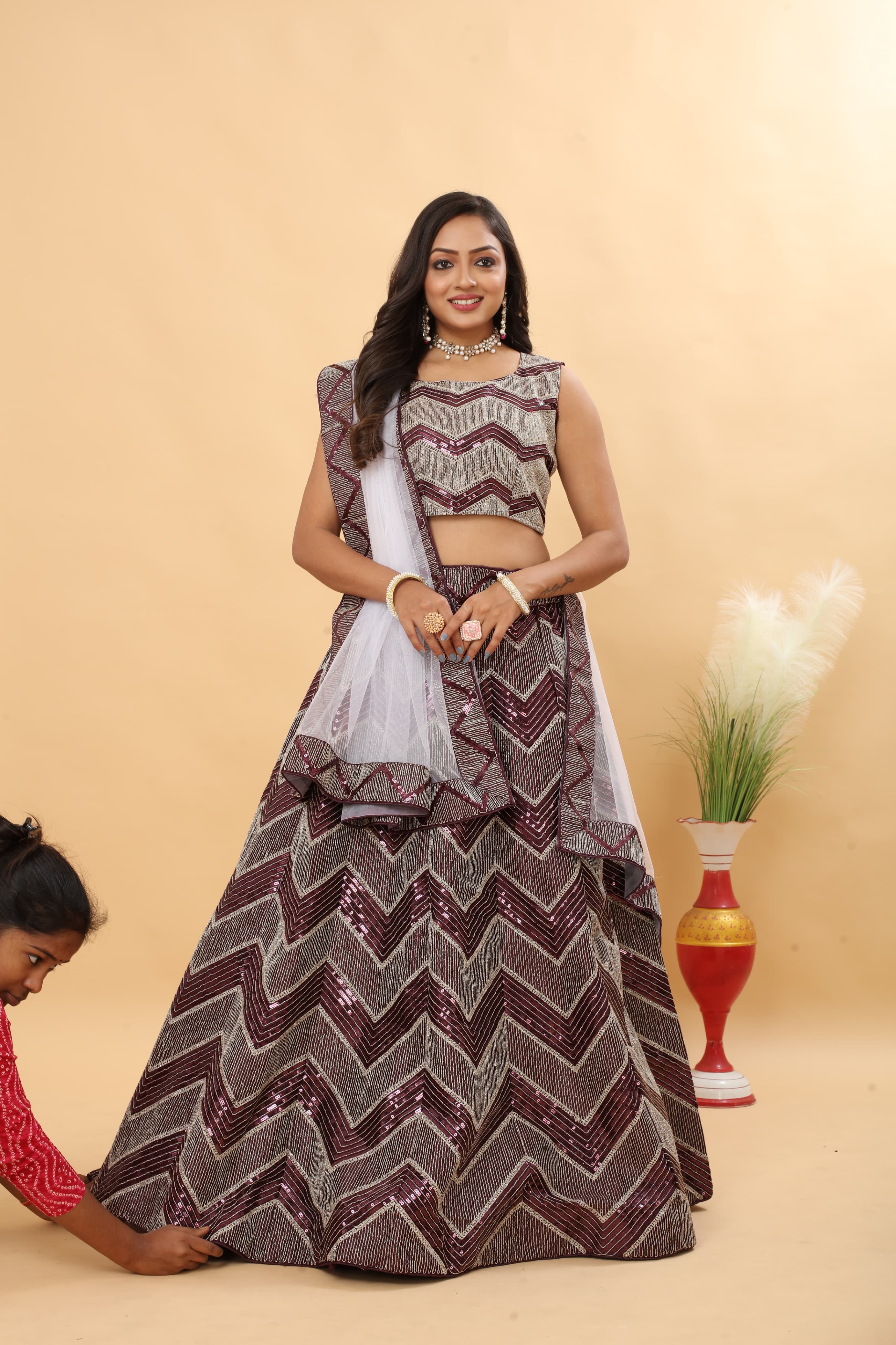 Peaceful  Satin Silk Shimmer Dori And Heavy Sequins Work Lehenga Choli