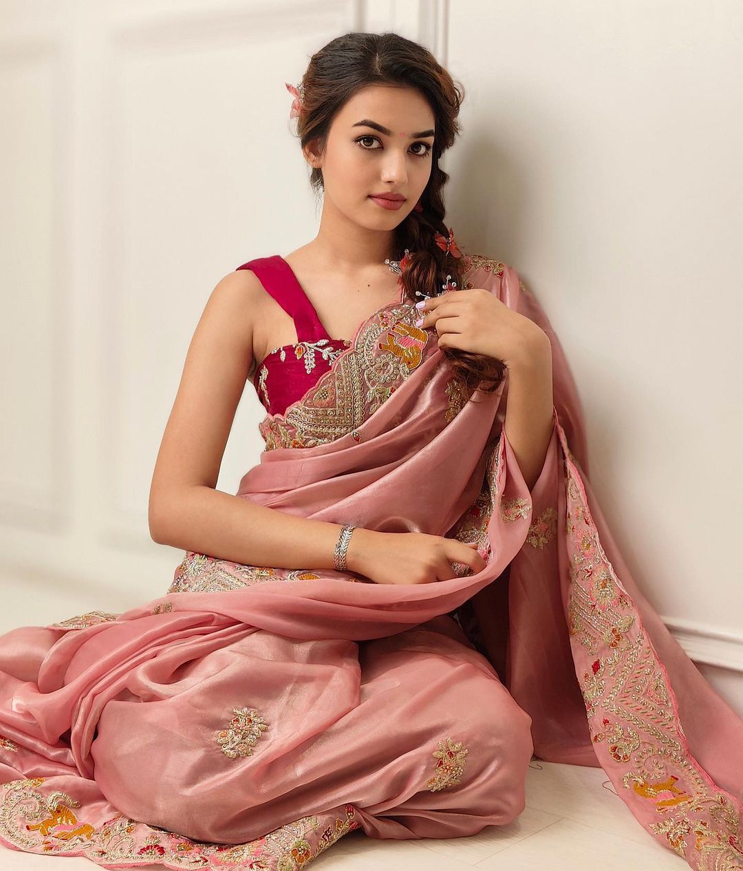 Precious  Light Pink Color Organza Saree