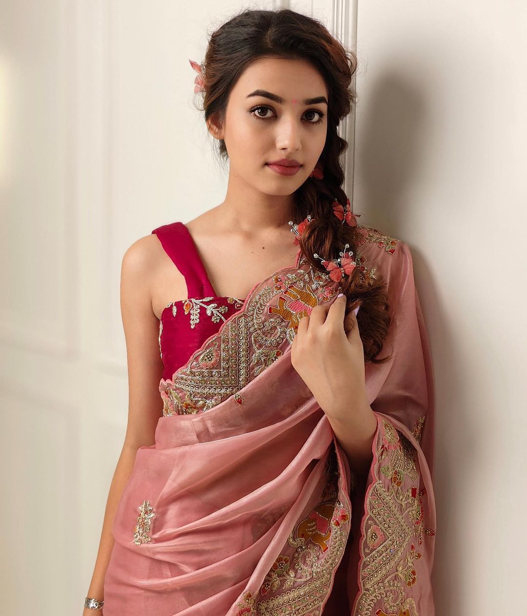 Precious  Light Pink Color Organza Saree