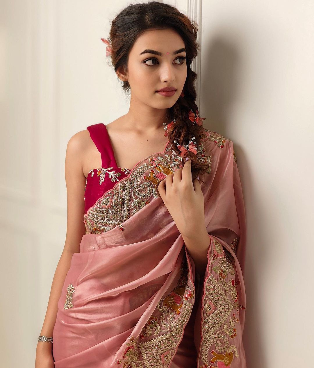 Precious  Light Pink Color Organza Saree