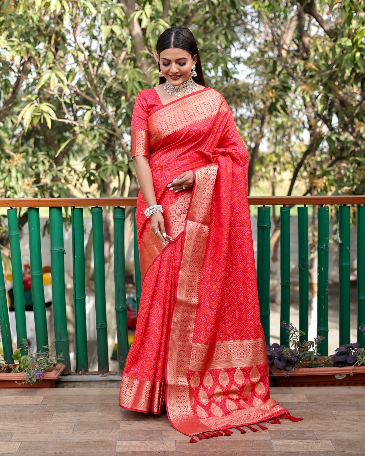 Stunning Red Color Patola Style Designer Saree