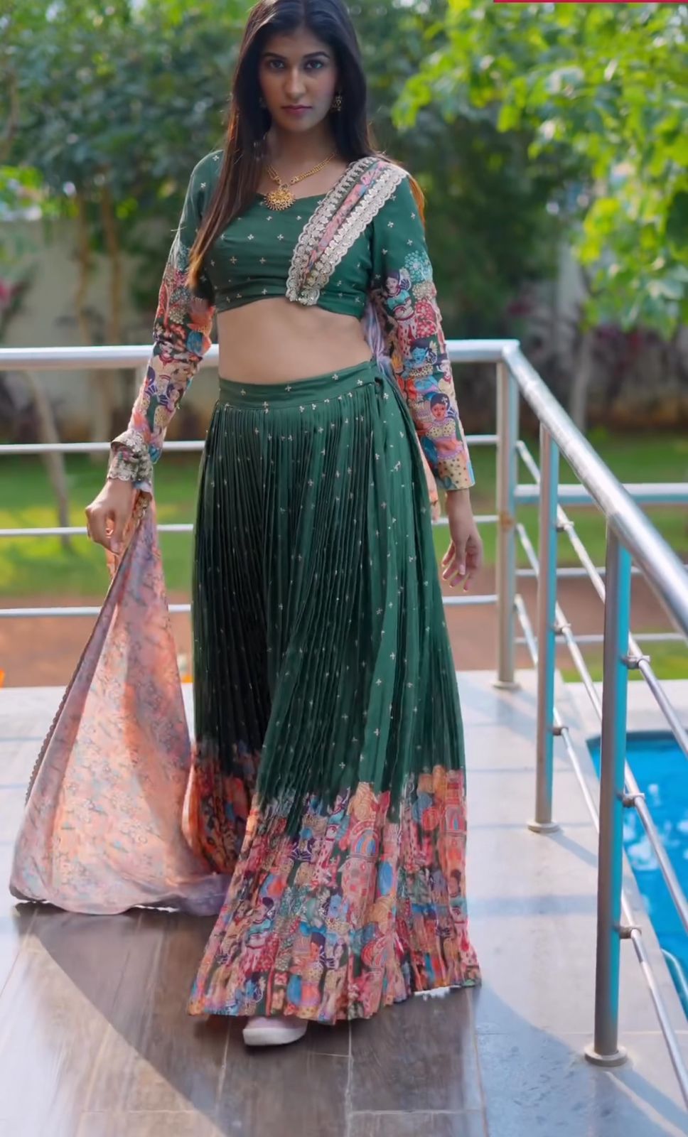 Captivating Mehndi Wear Digital Print Lehenga Choli