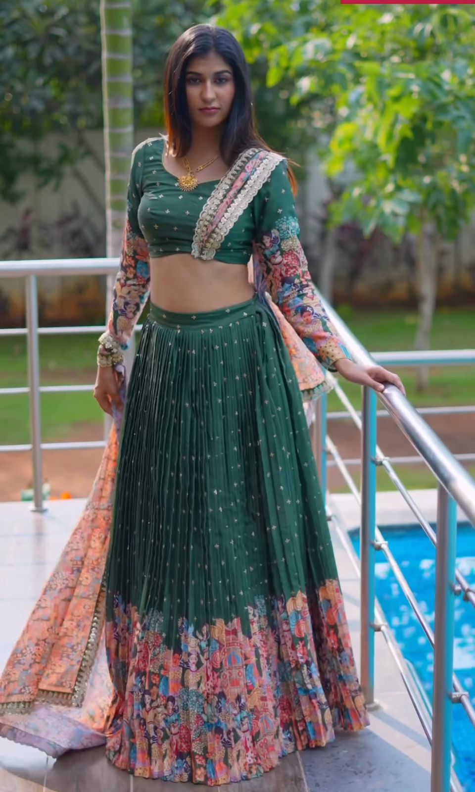 Captivating Mehndi Wear Digital Print Lehenga Choli