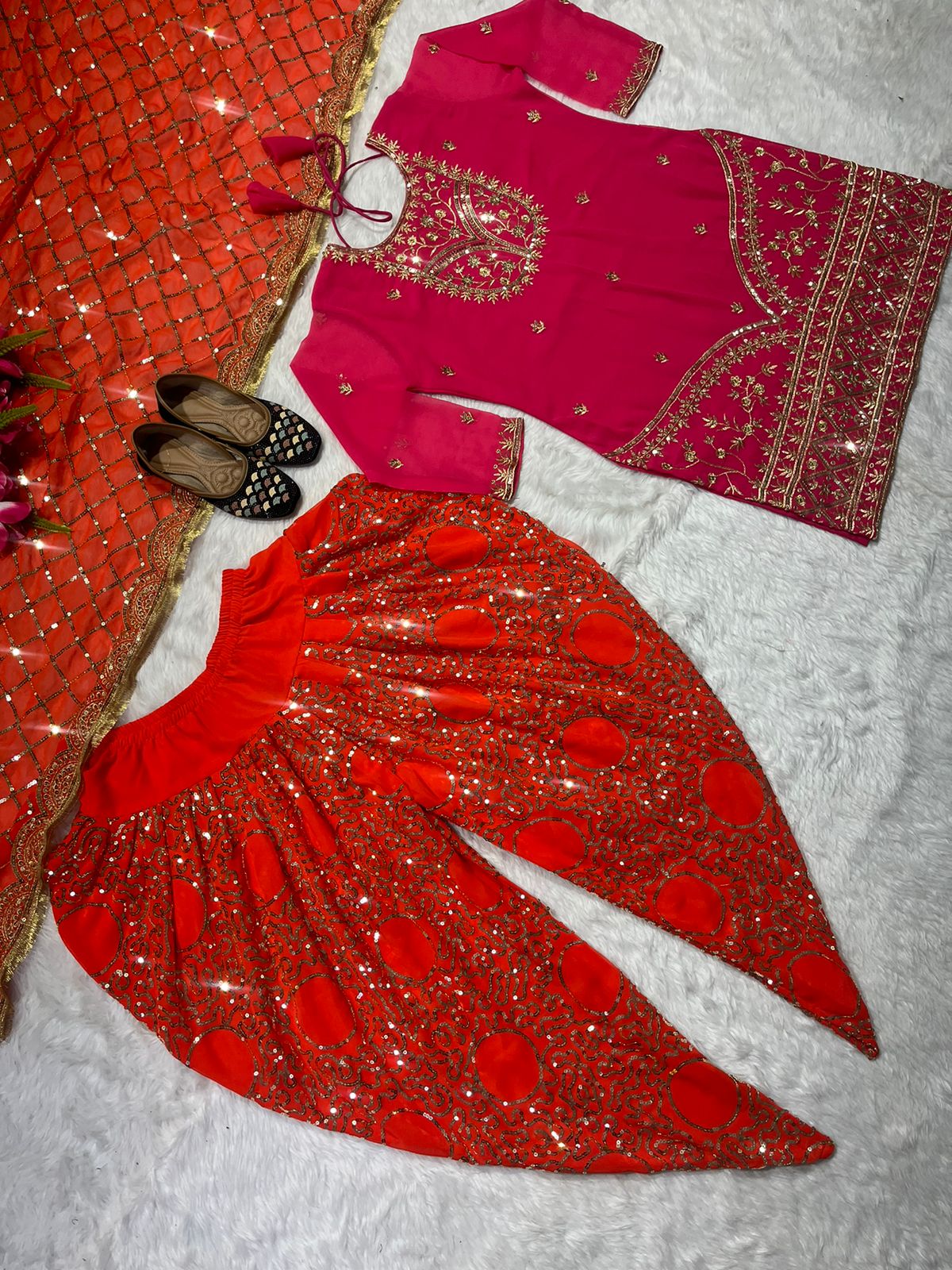 Party Wear Pink Color Sequence Work Dhoti Salwar