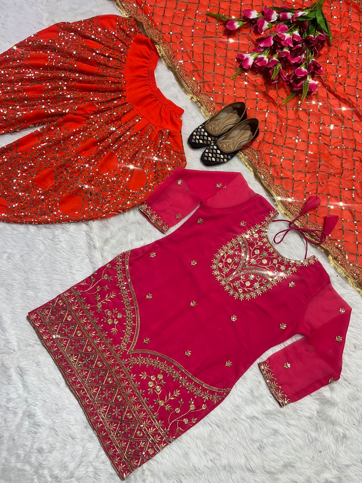 Party Wear Pink Color Sequence Work Dhoti Salwar