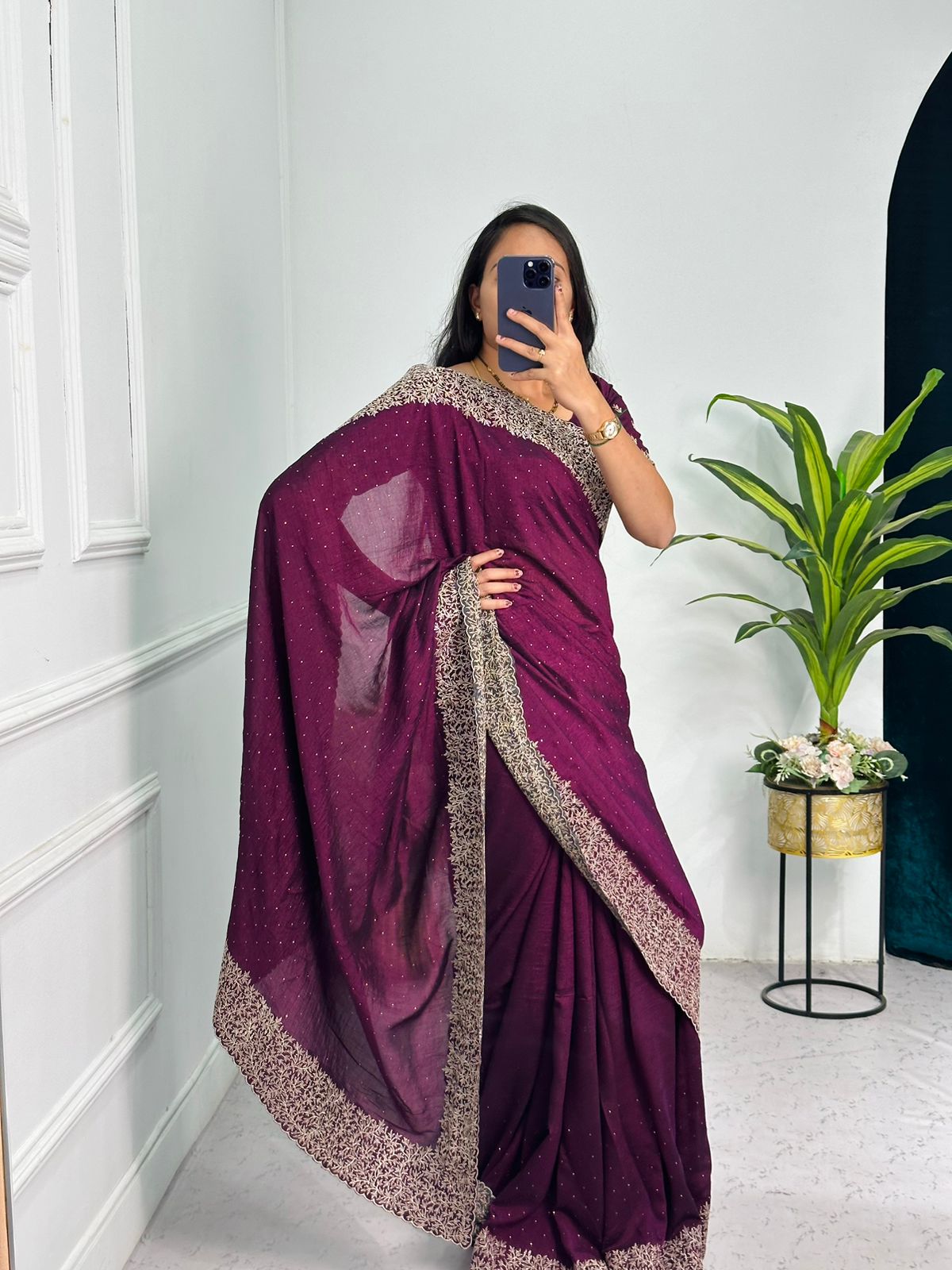 Contrast Blouse for Maroon Silk Saree New Design