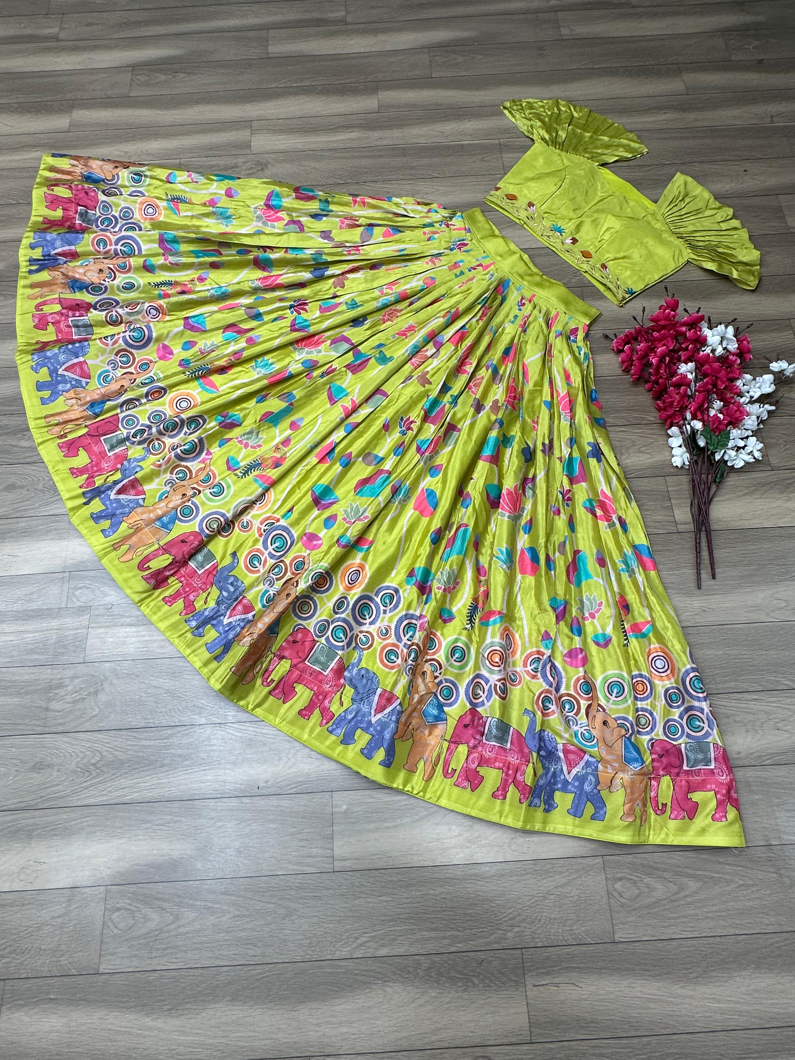 Captivating  Thread Work Pista Color lehenga Choli