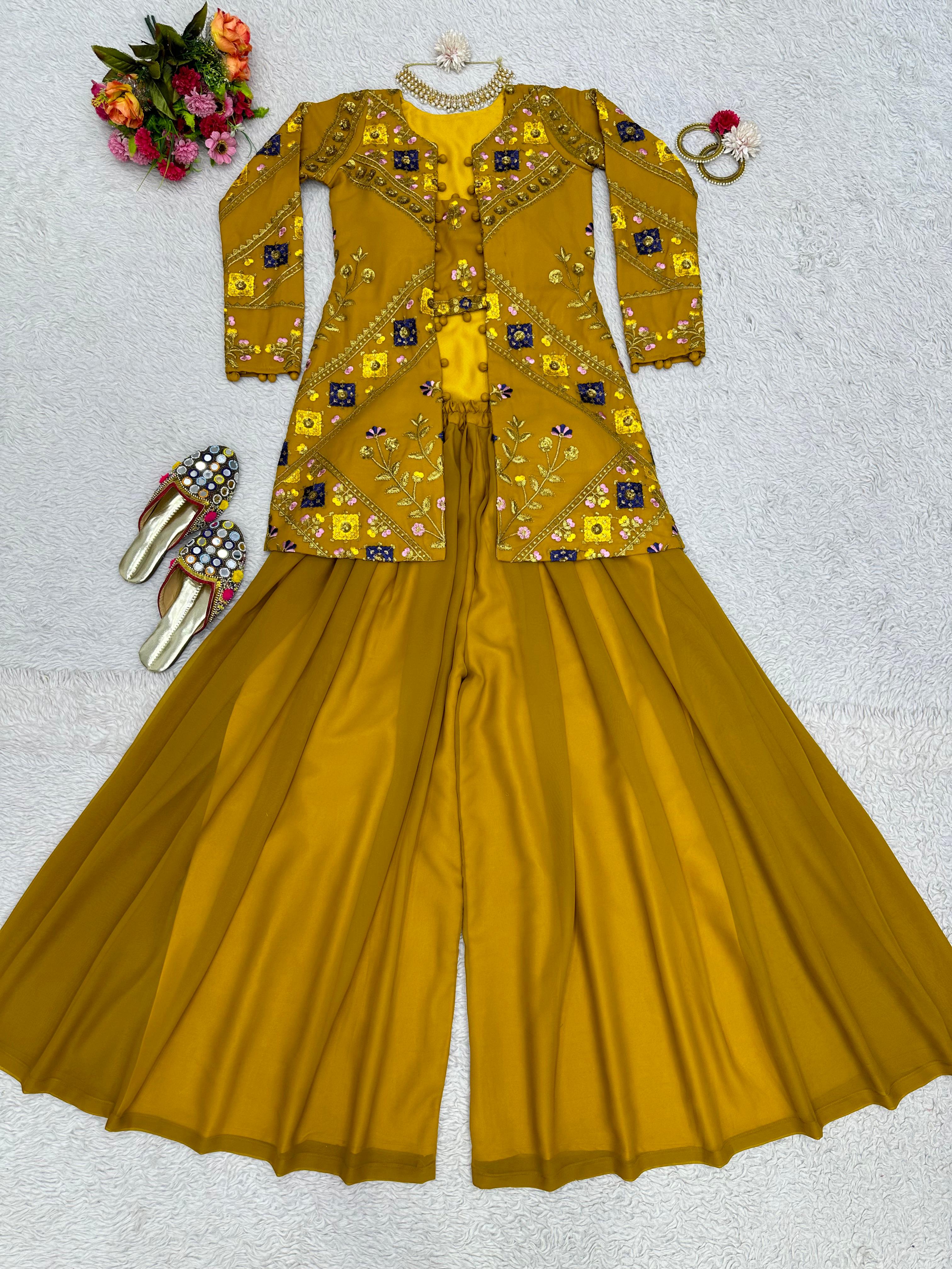 Haldi Wear Yellow Color Sequence Work Lehenga Choli