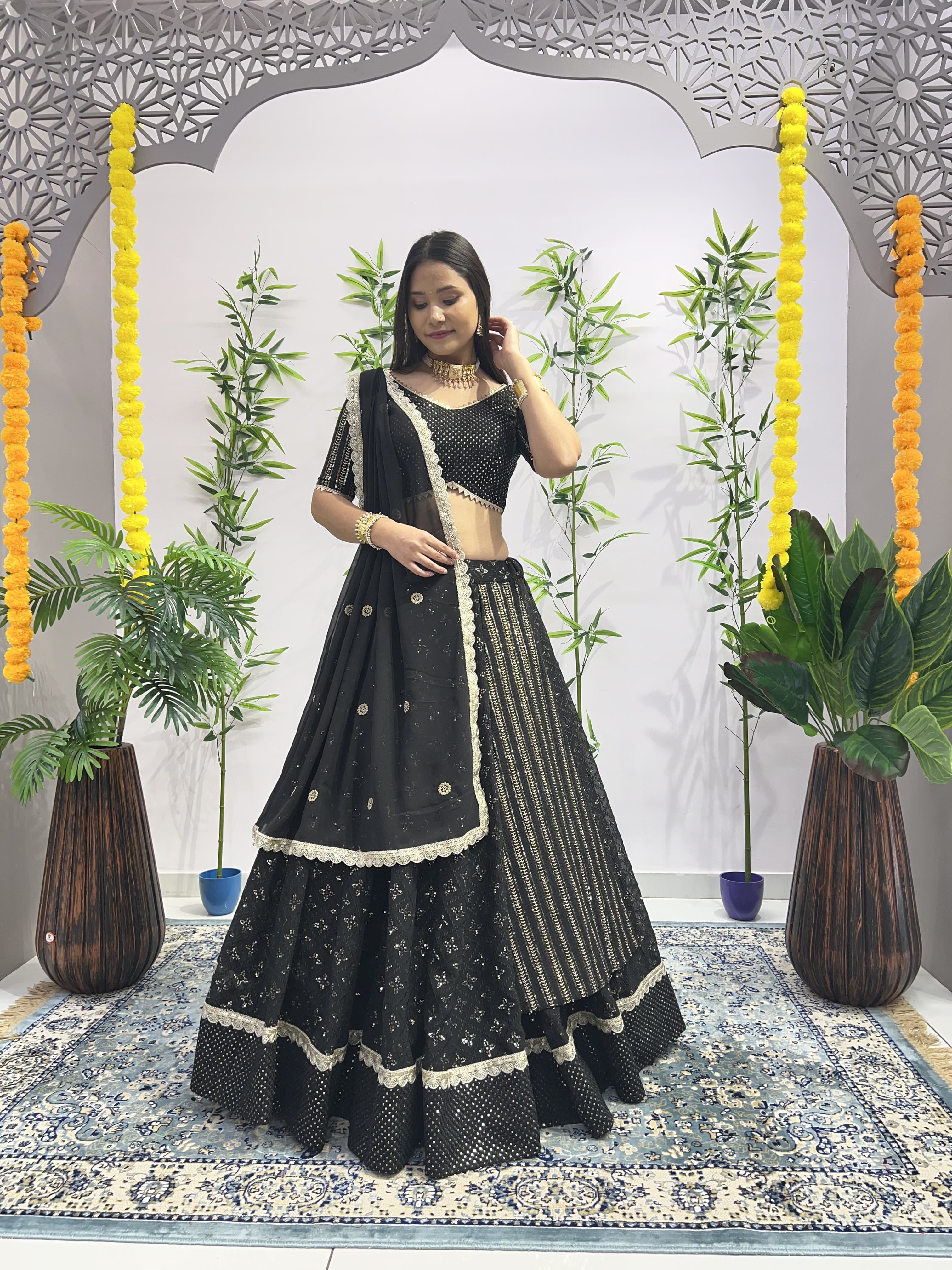 Black Color Full Sequence Heavy Velvet Lehenga Choli | Party wear lehenga,  Beautiful pakistani dresses, Designer party wear dresses
