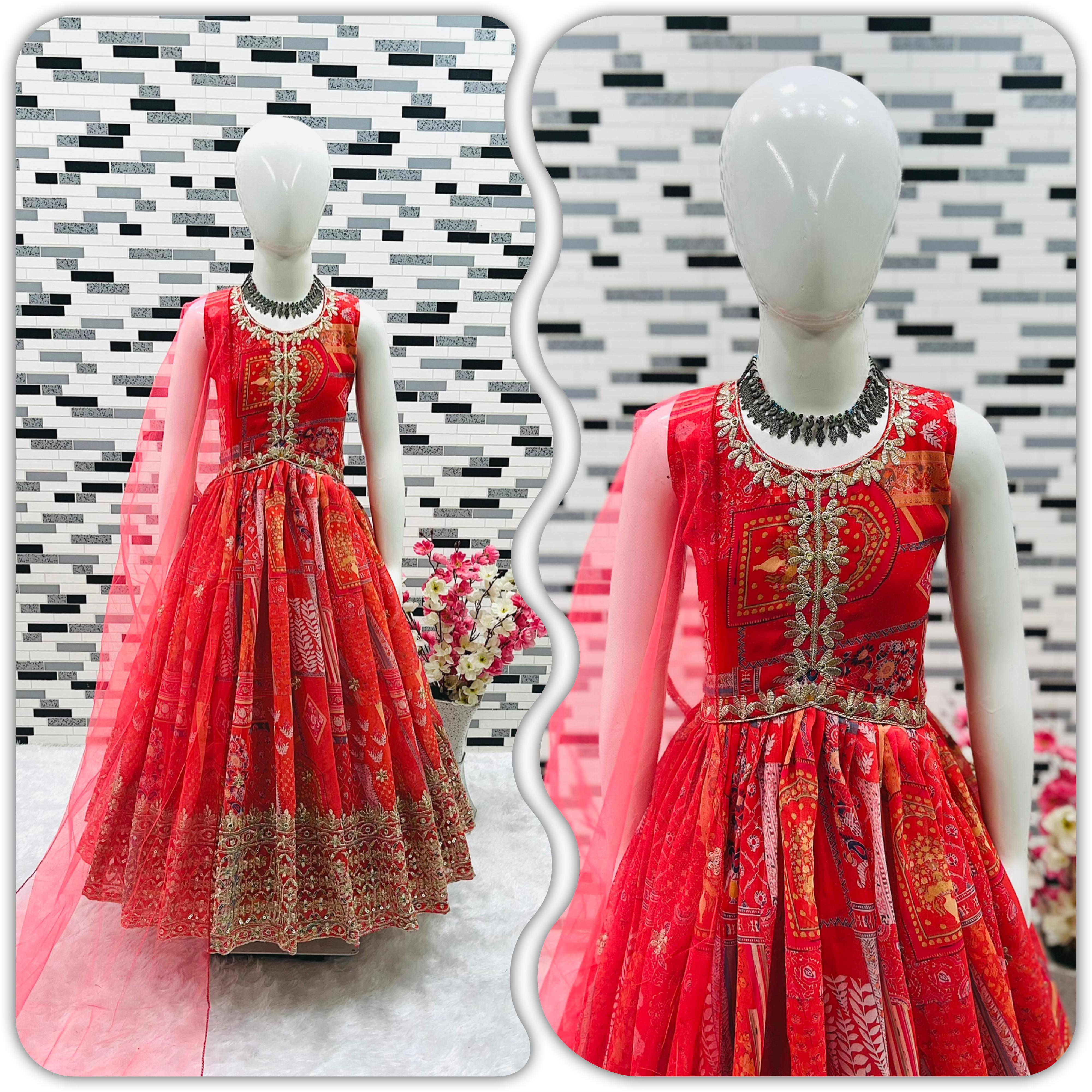Captivating Embroidered Sequence work Red Color Gown