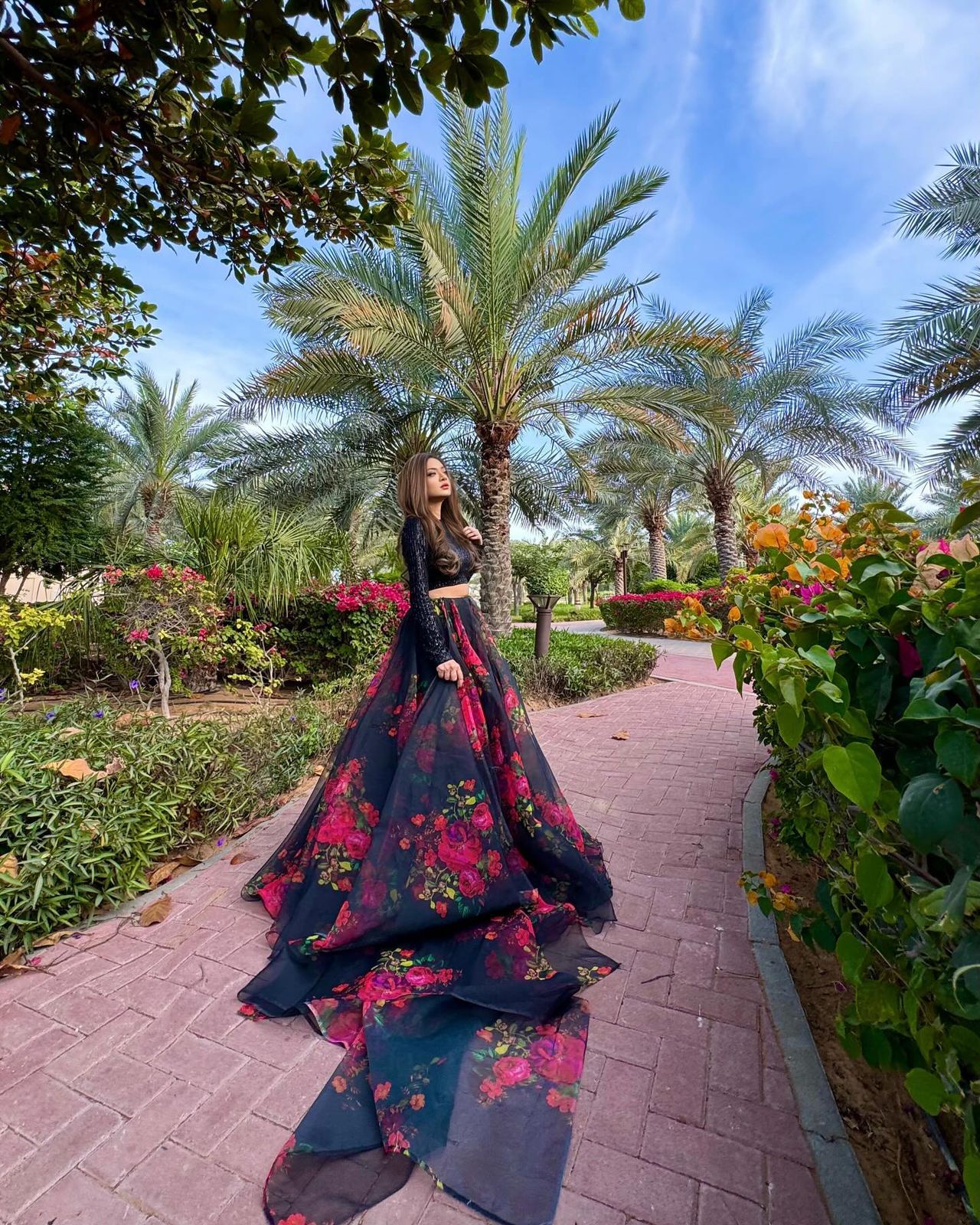 Captivating Floral Printed Black Color Lehenga Choli