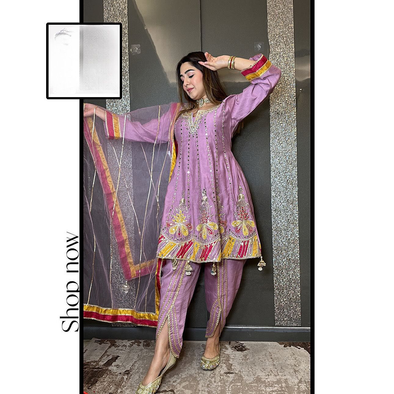 Graceful Lavender Color Thread Work Dhoti Suit