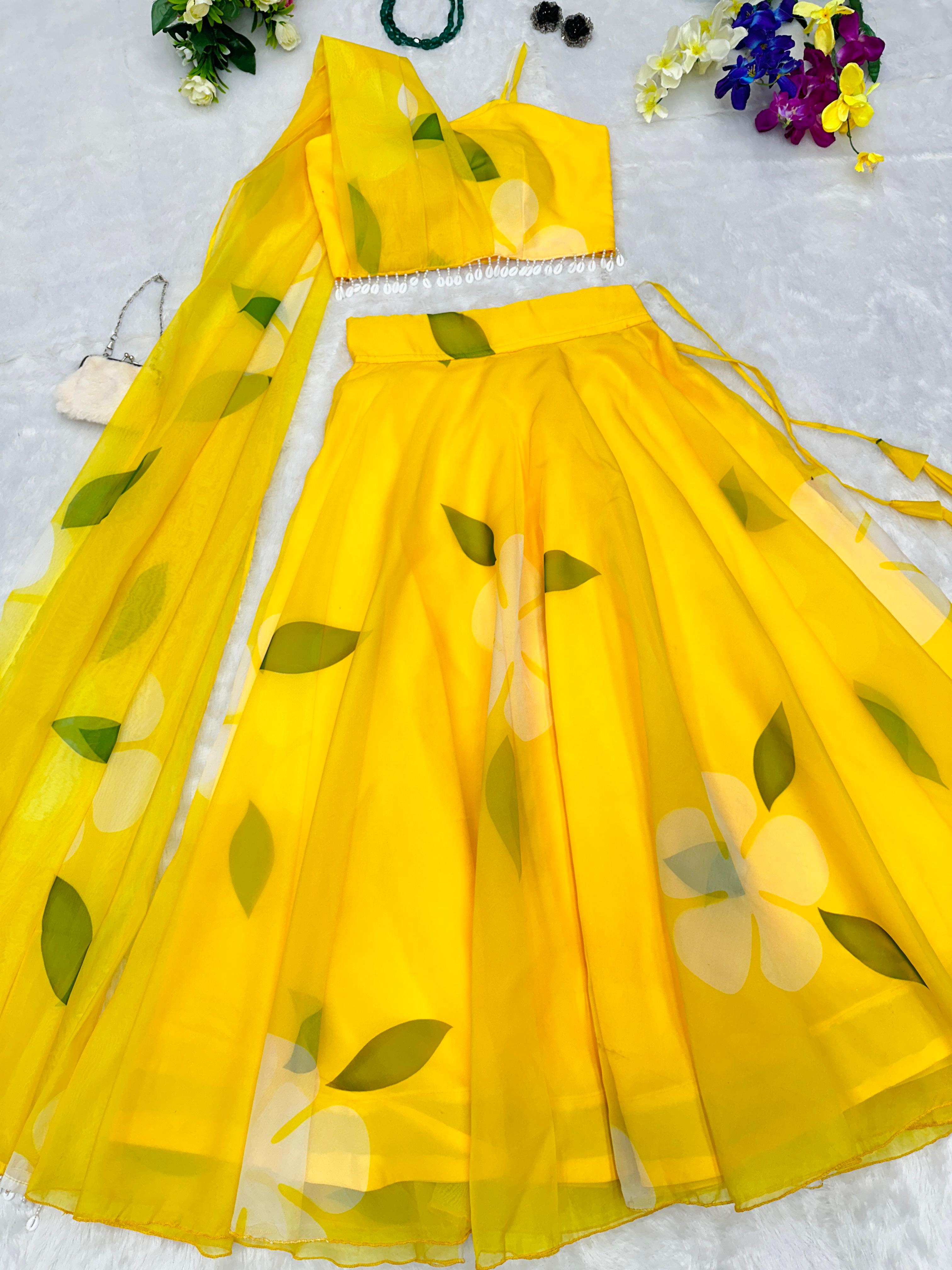 Haldi Wear Digital Printed Yellow Color Lehenga Choli