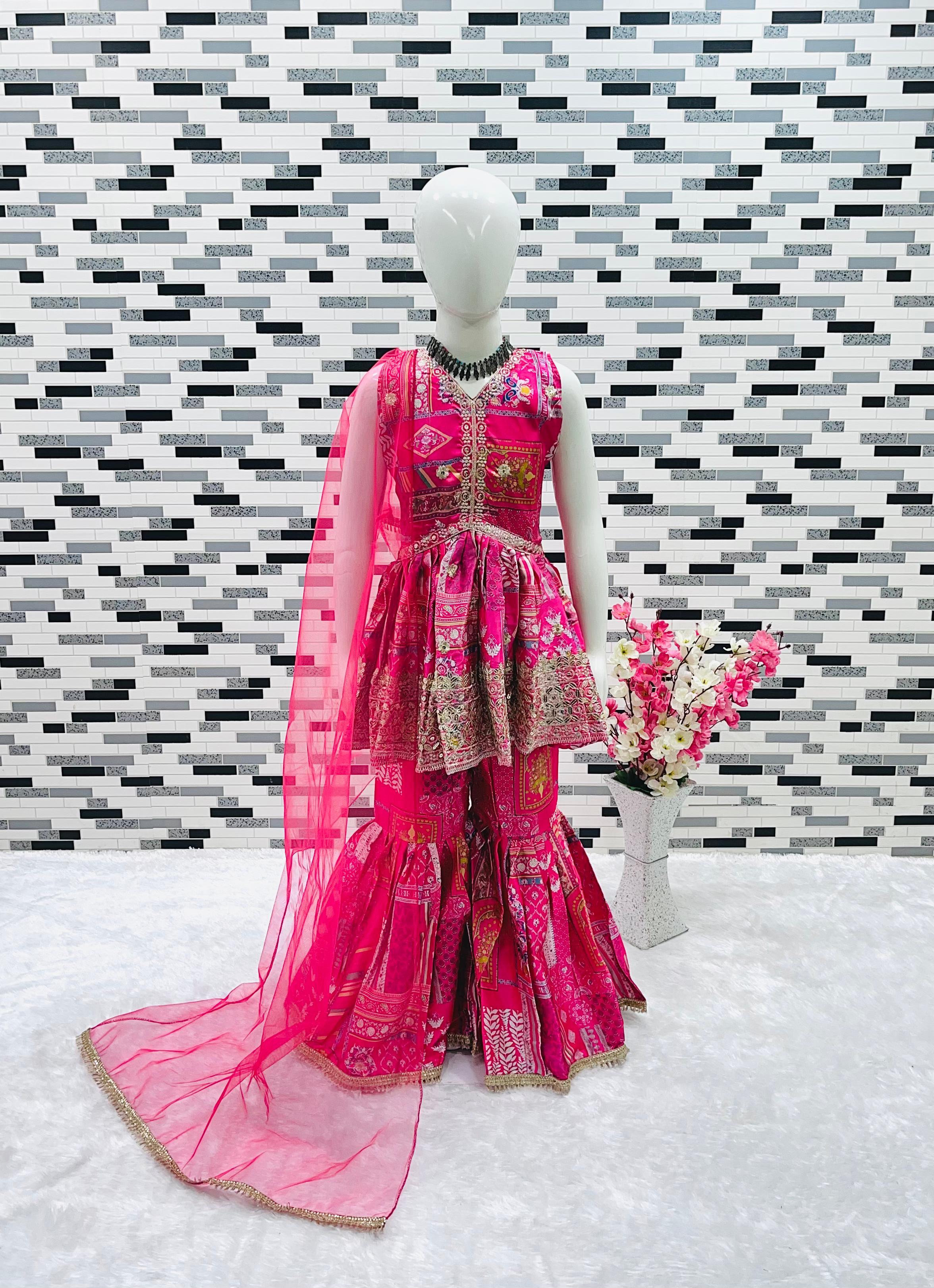 Beautiful Sequences Embroidery Work Pink Color Sarara Suit