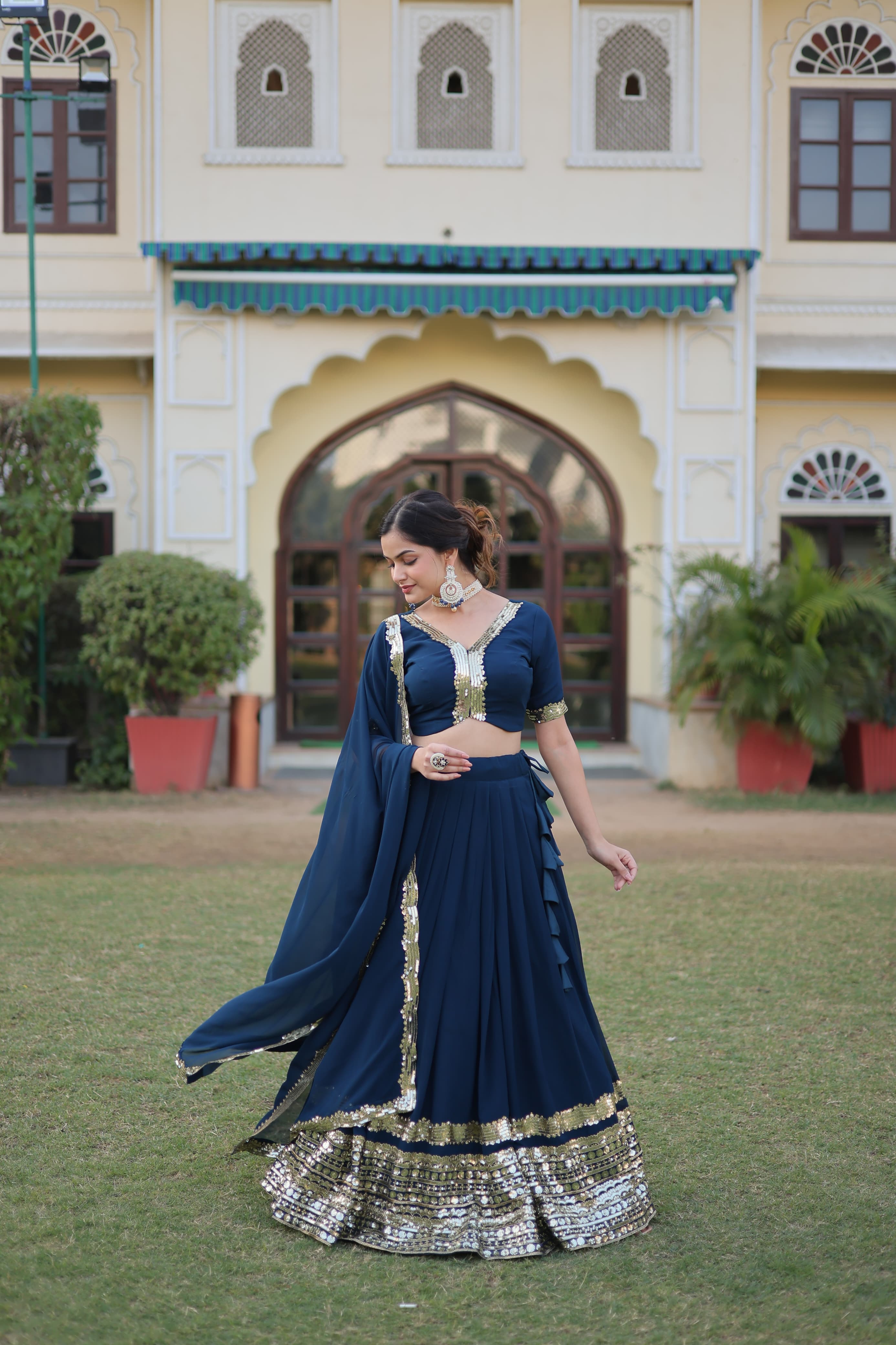 Captivating Sequence Work Navy Blue Color Lehenga Choli