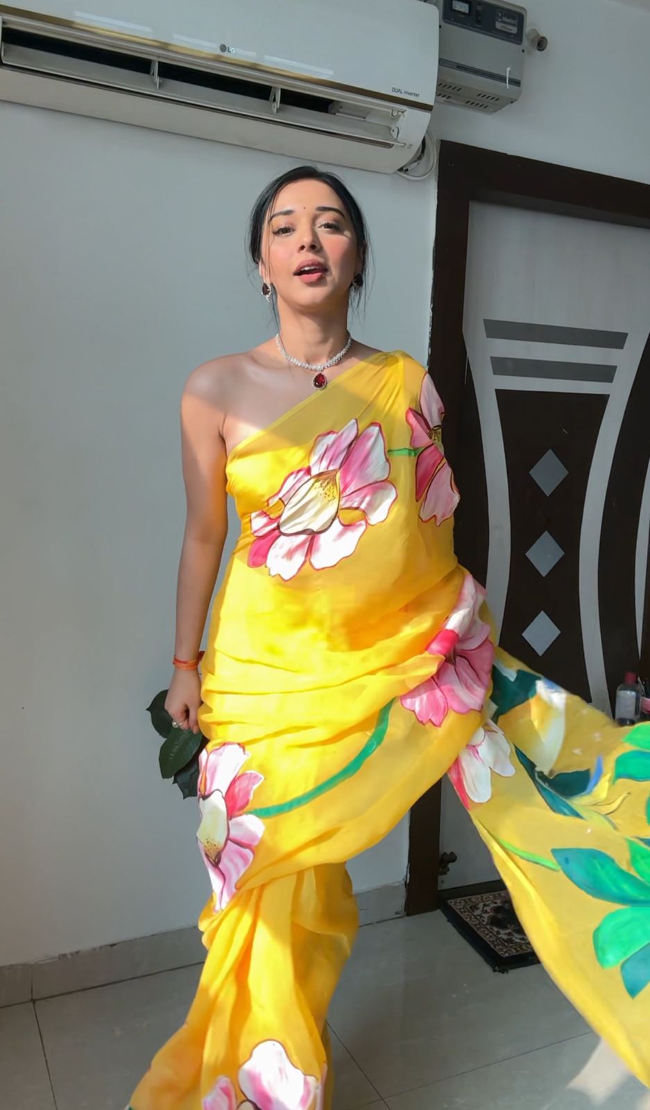 Captivating Yellow Color Organza Silk Ready To Wear Saree