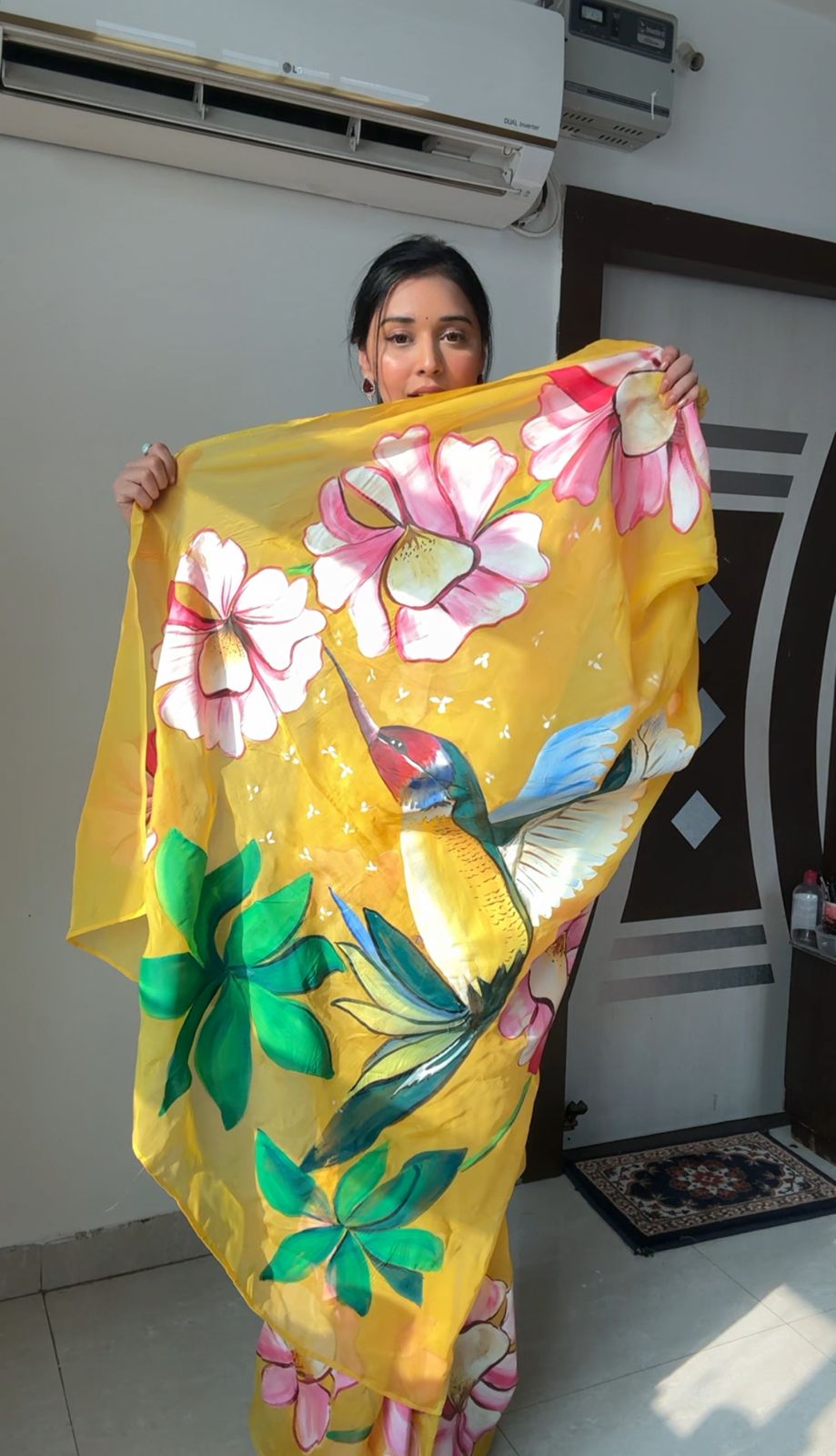 Captivating Yellow Color Organza Silk Ready To Wear Saree
