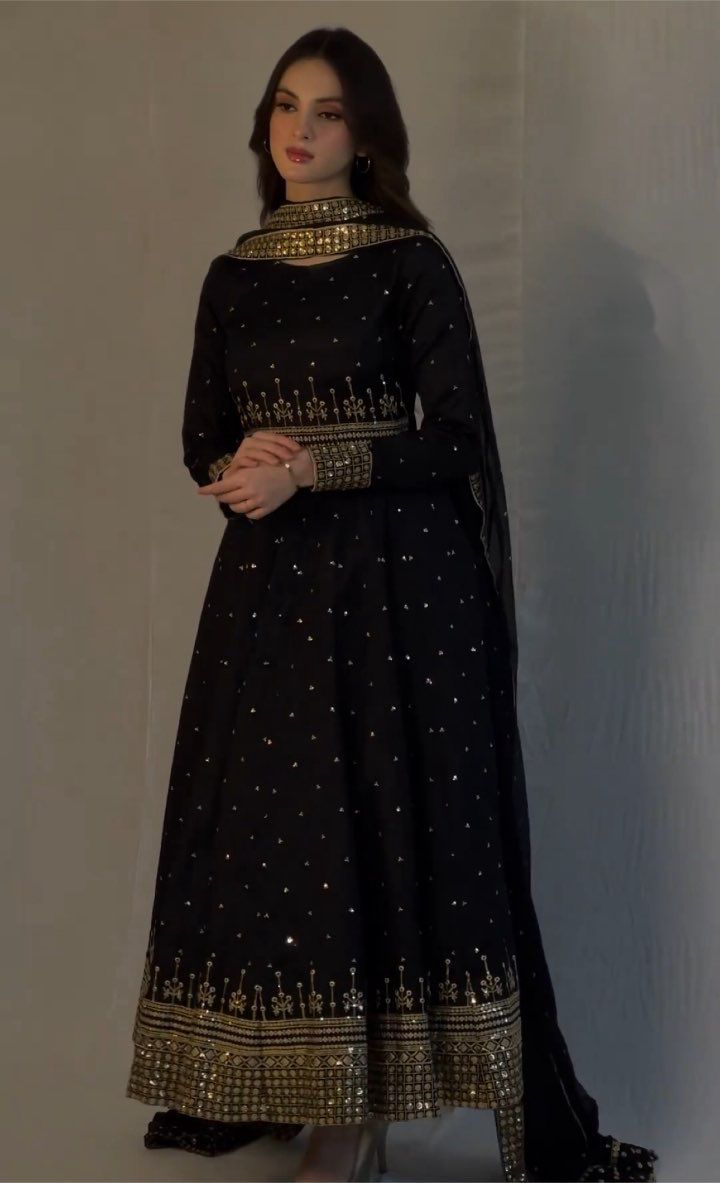 Mesmerizing Sequence Embroidery Work Black Color Gown