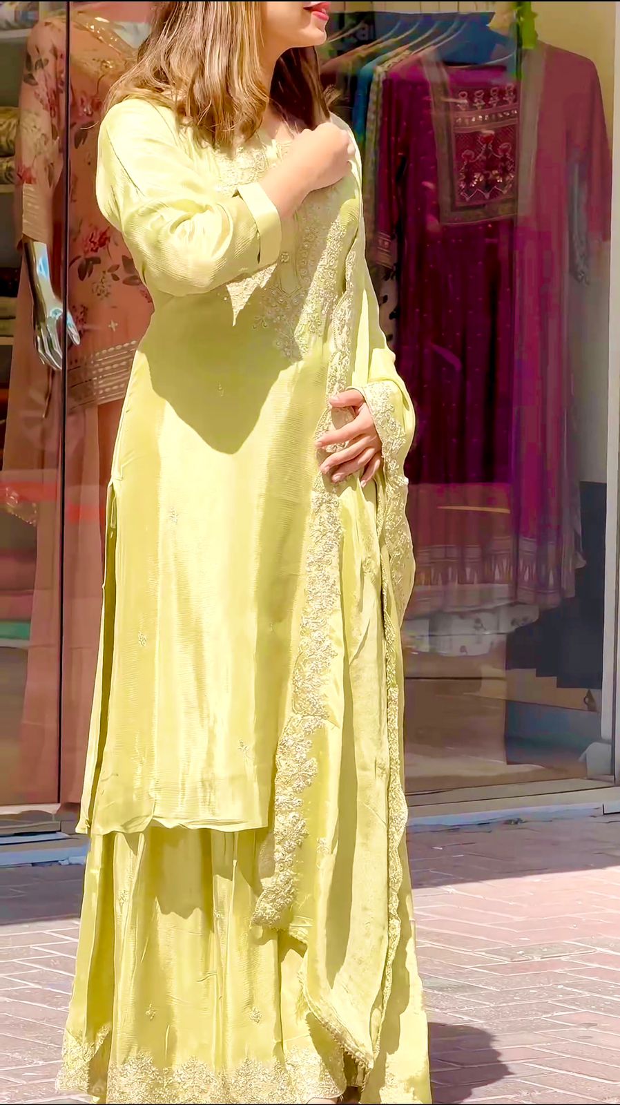 Mesmerizing Sequence Work Lemon Color Sharara Suit