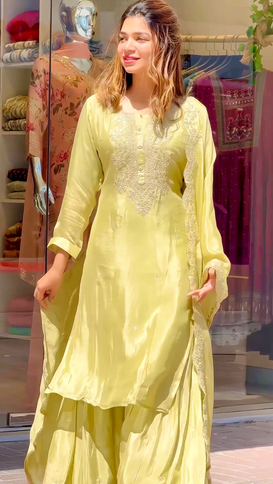 Mesmerizing Sequence Work Lemon Color Sharara Suit