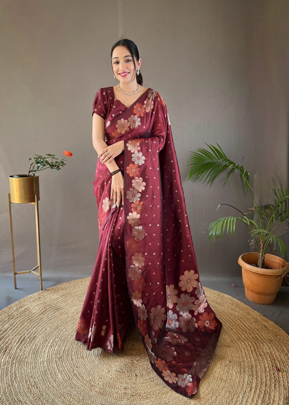 Outstanding Red Color Kanjivaram Banarasi Silk Saree