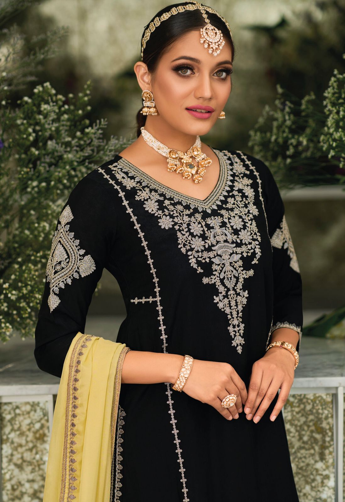 Delightful Embroidered Work Black Color Anarkali Suit