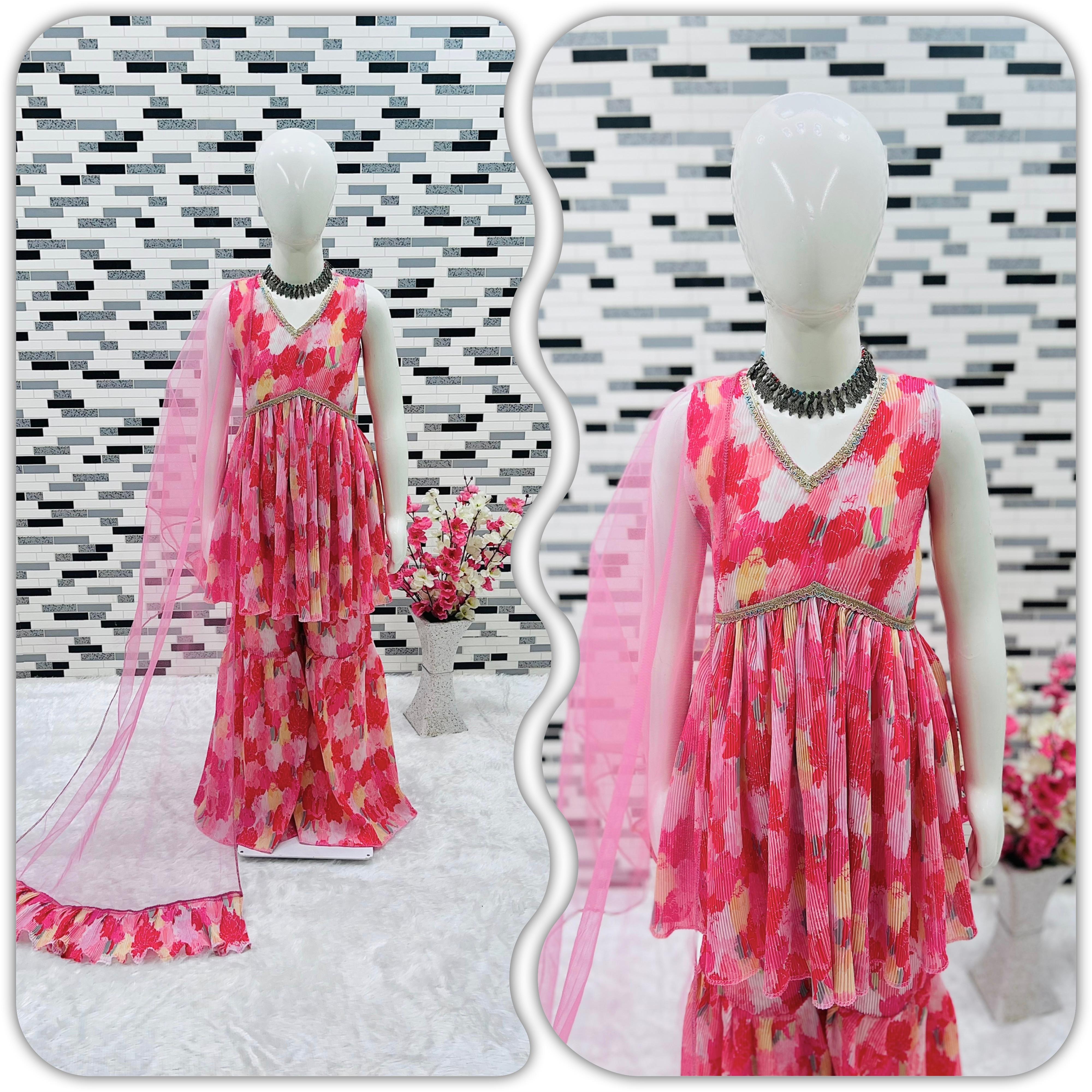 Elegant  Digital Print Pink Color Sarara Suit