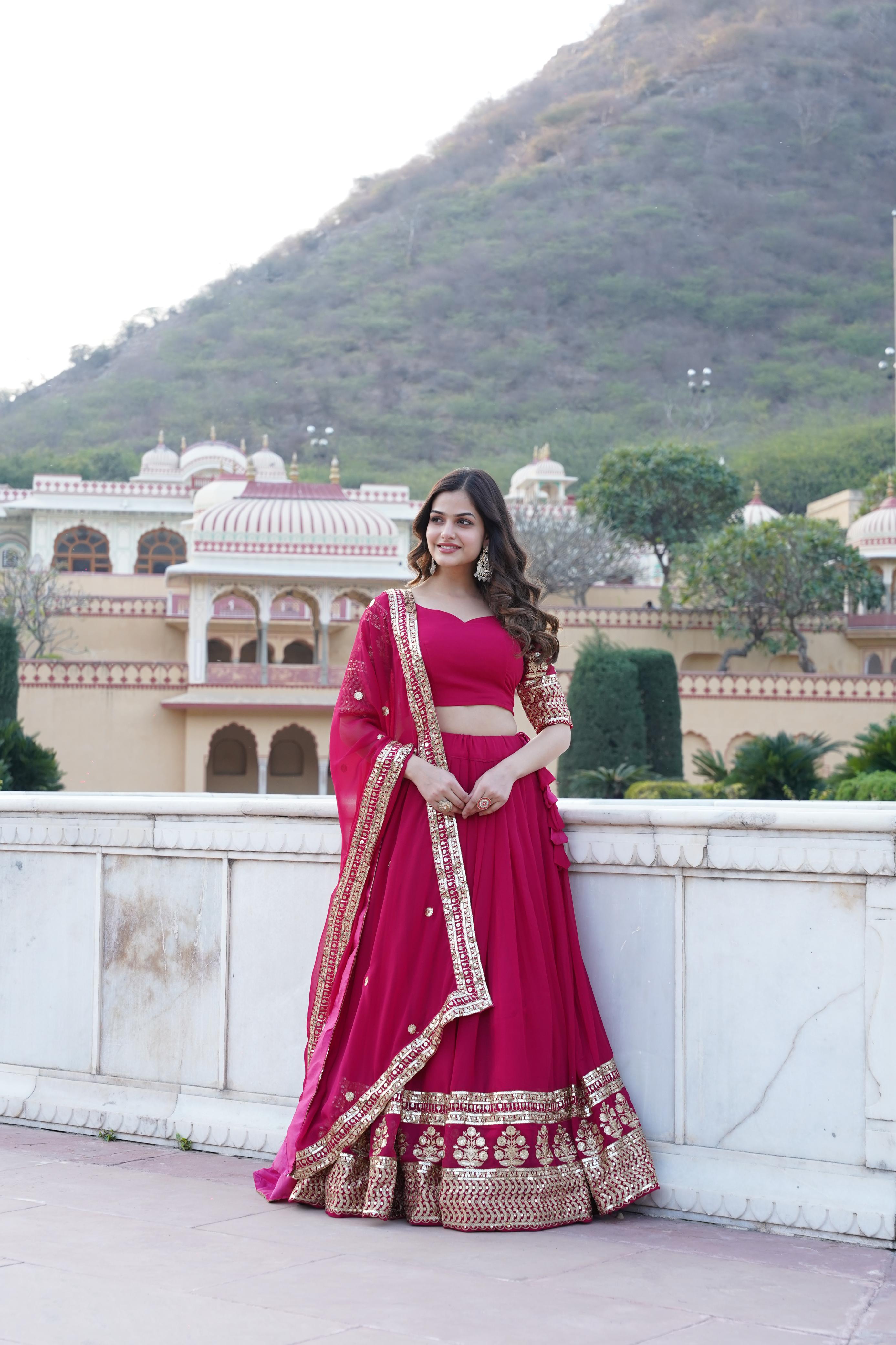 Precious Sequins Embroidered Work Pink Color Lehenga Choli