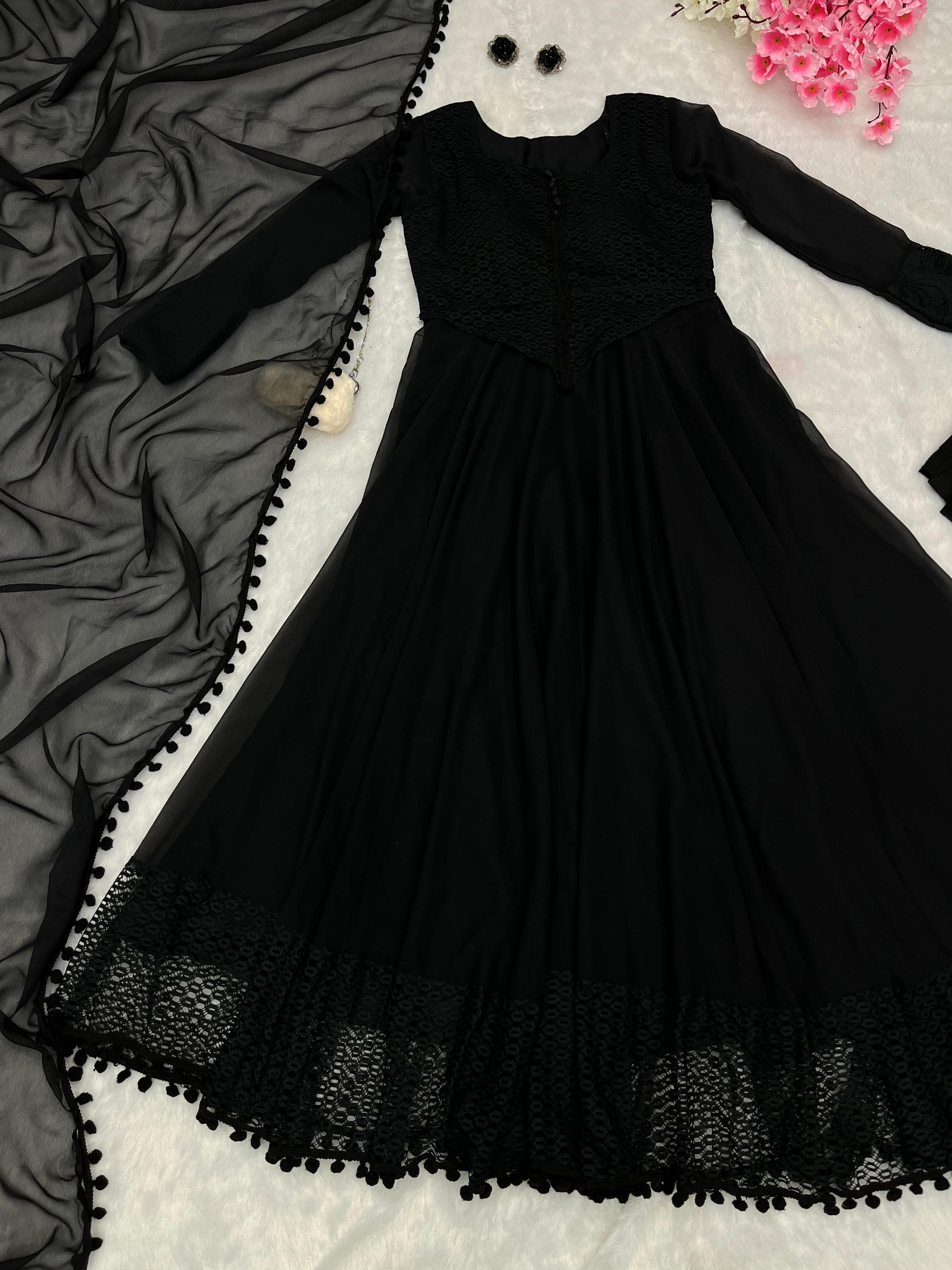 Party Wear Black Anarkali Gown