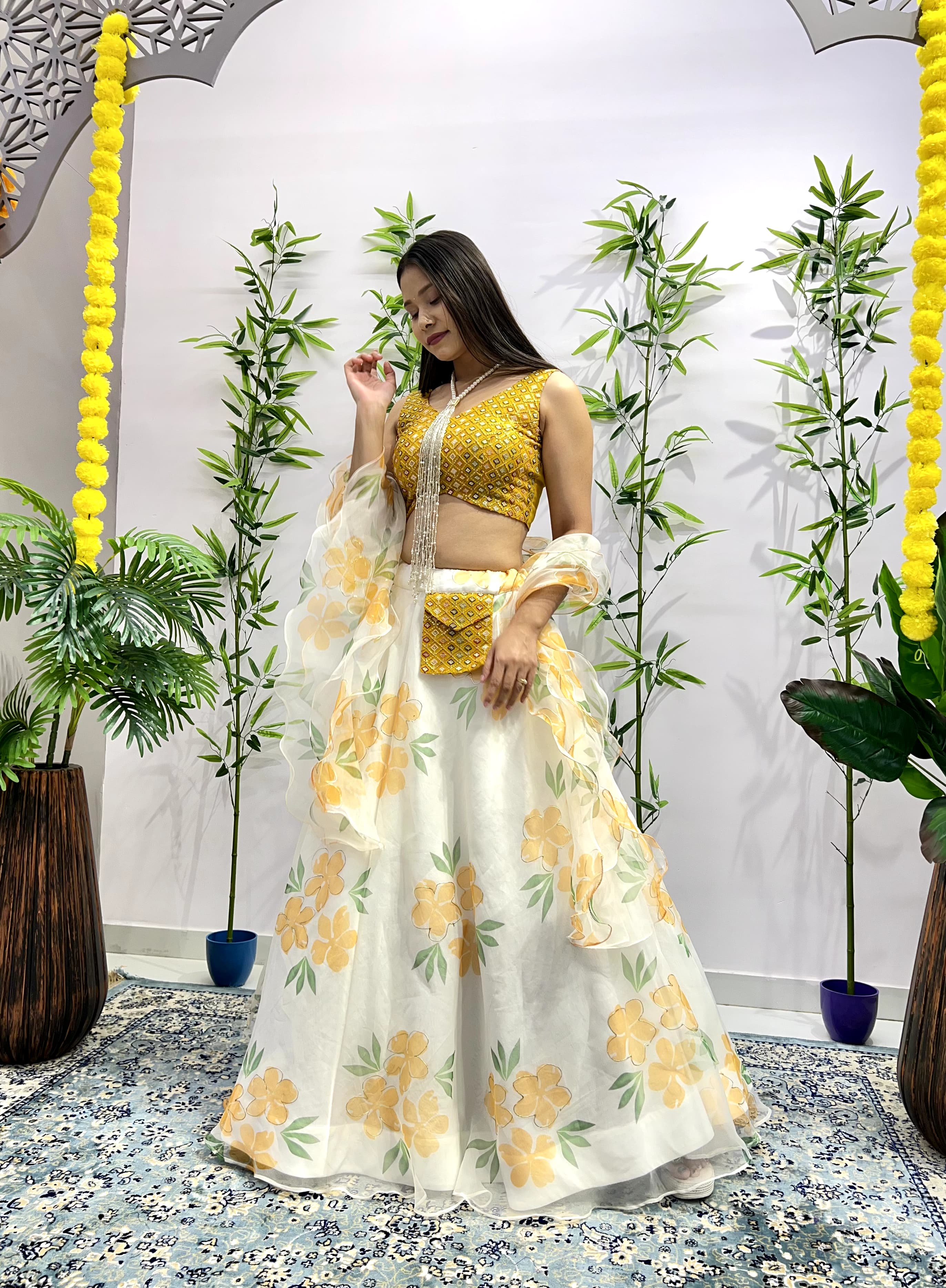 Captivating Digital Print Yellow Color Lehenga Choli