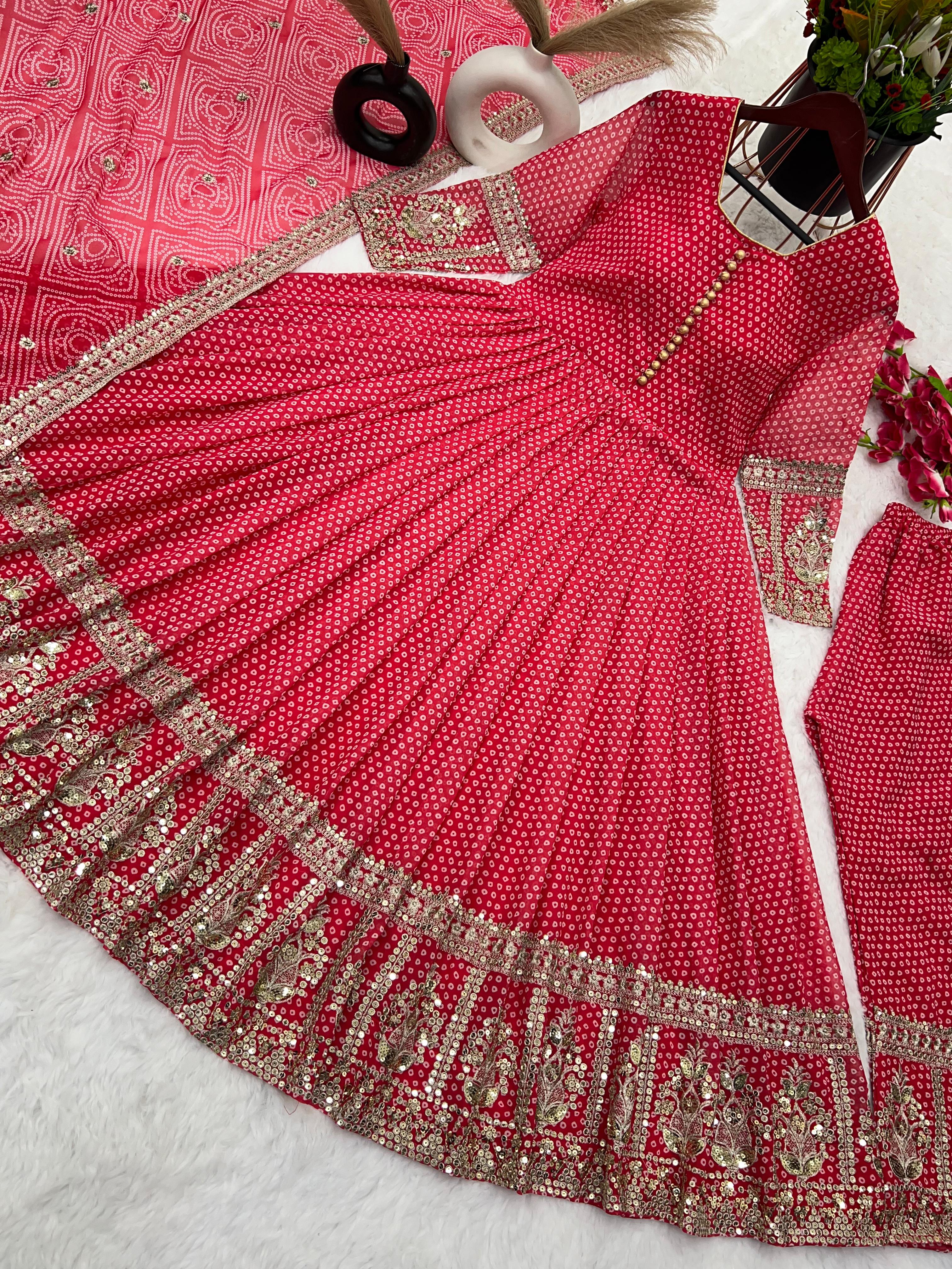 Mesmerizing  Embroidery Work Red Color Gown