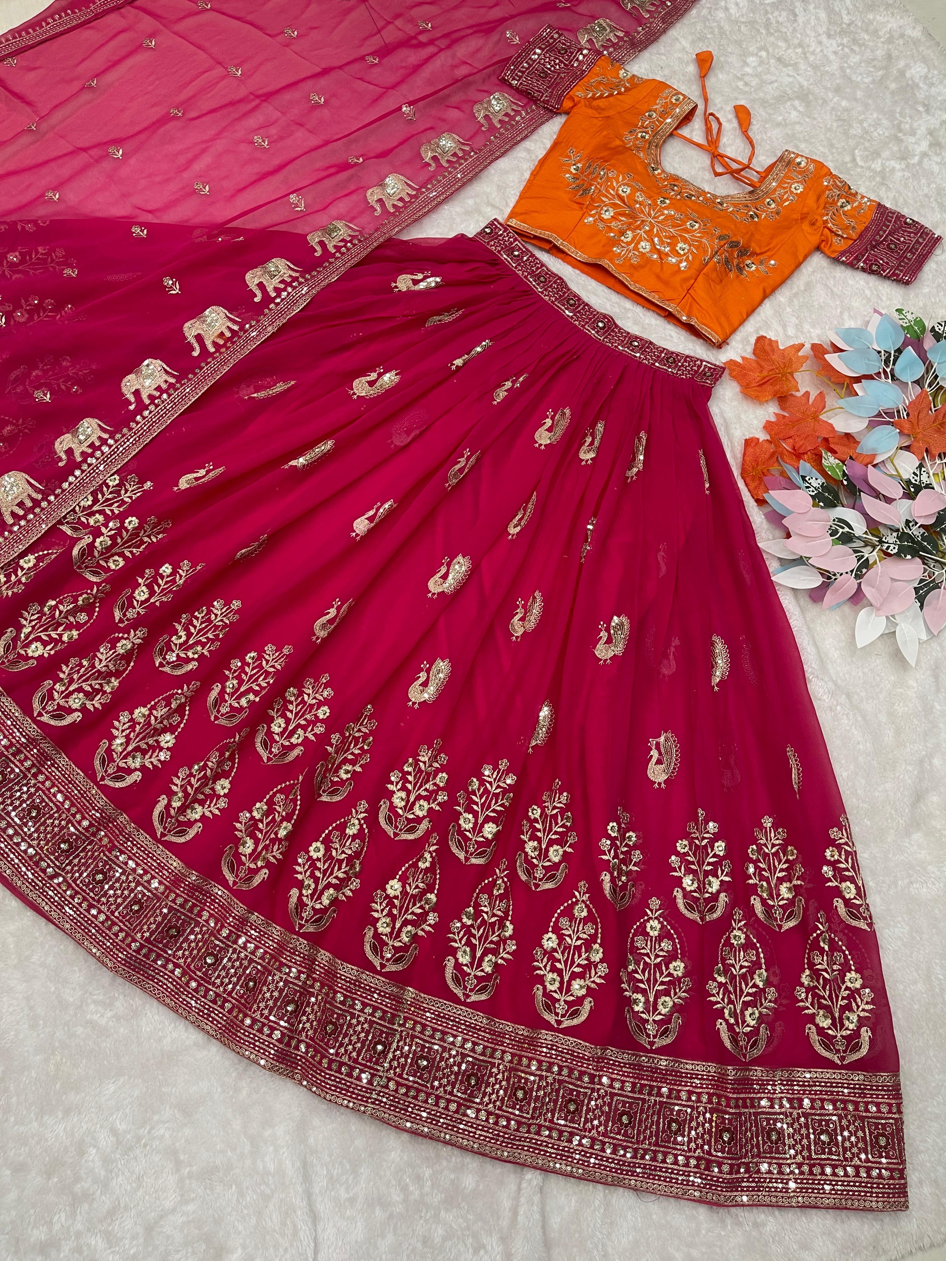 Demanding Sequence Work Pink  Color lehenga choli