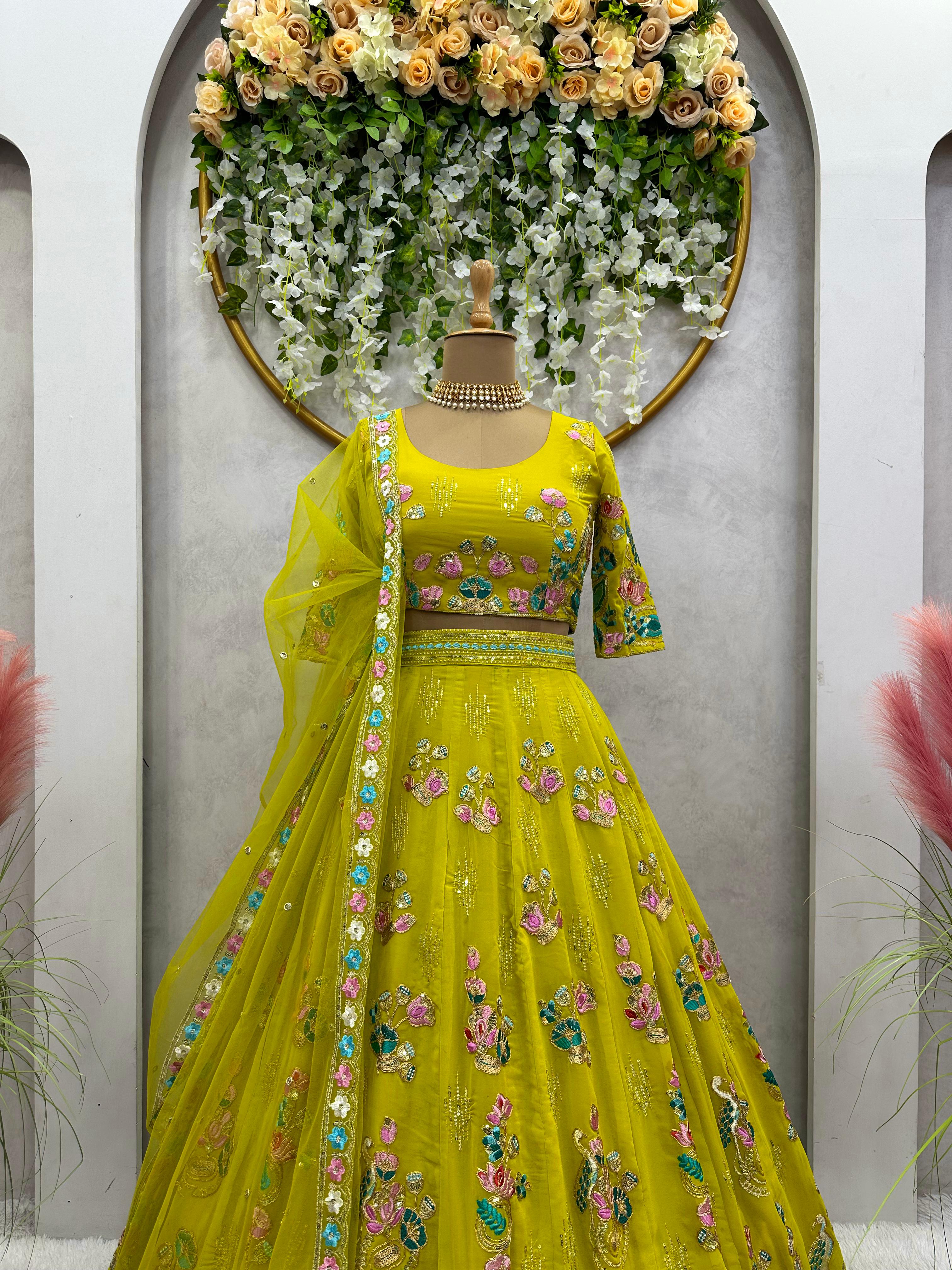 Ceremony Wear Yellow Color Heavy Lehenga Choli