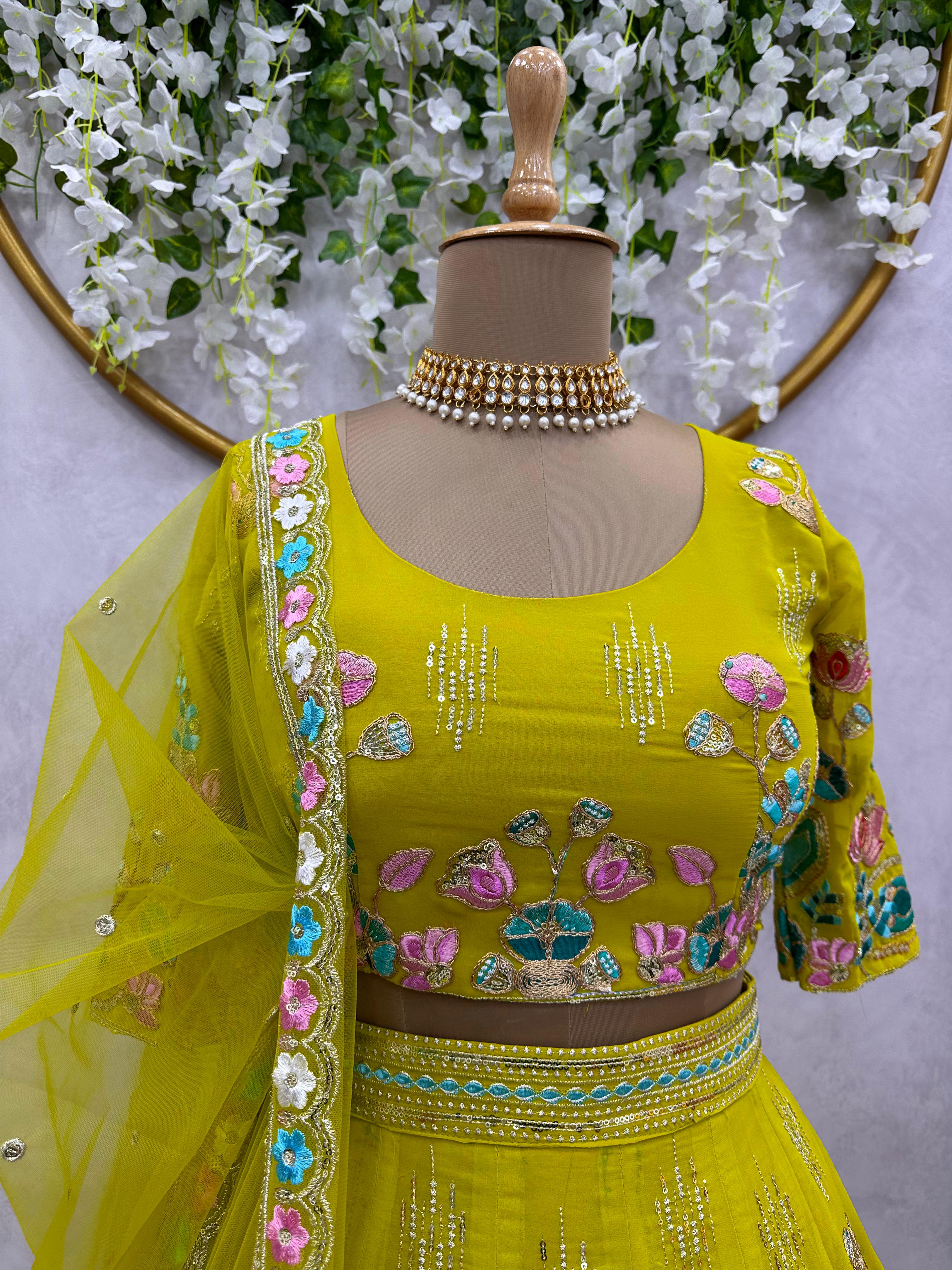 Ceremony Wear Yellow Color Heavy Lehenga Choli