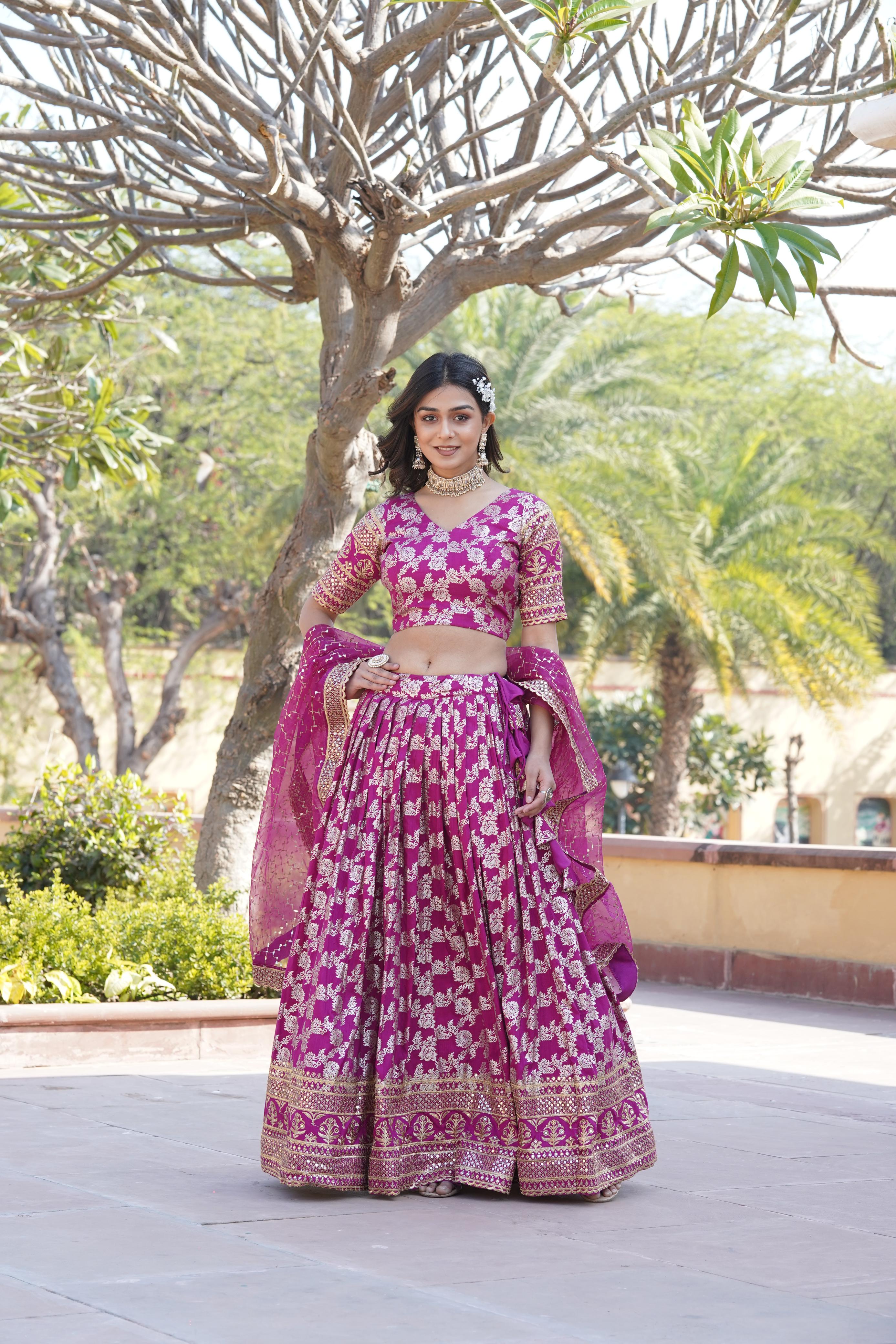 Captivating Sequins Work Pink Color Lehenga Choli