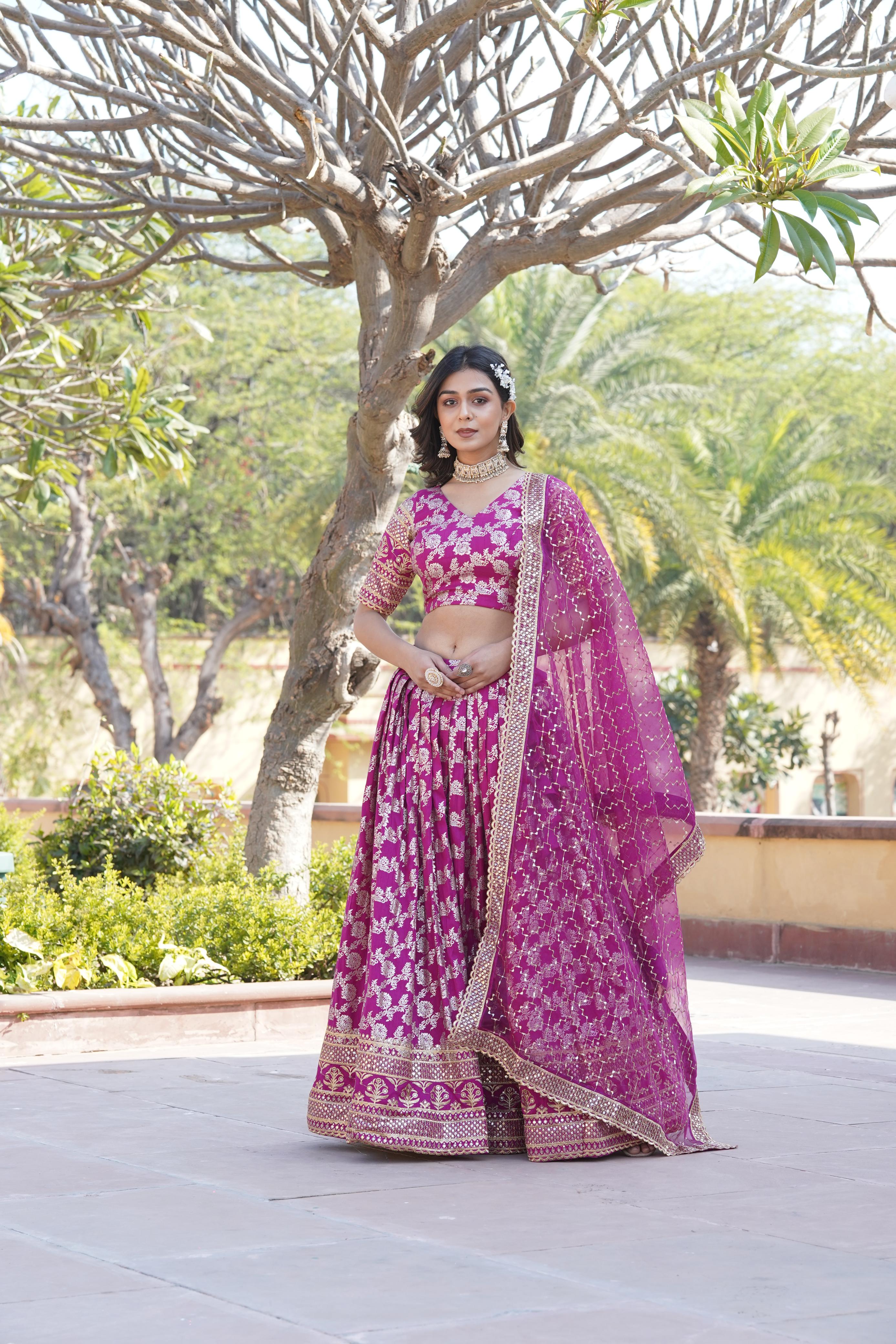 Captivating Sequins Work Pink Color Lehenga Choli