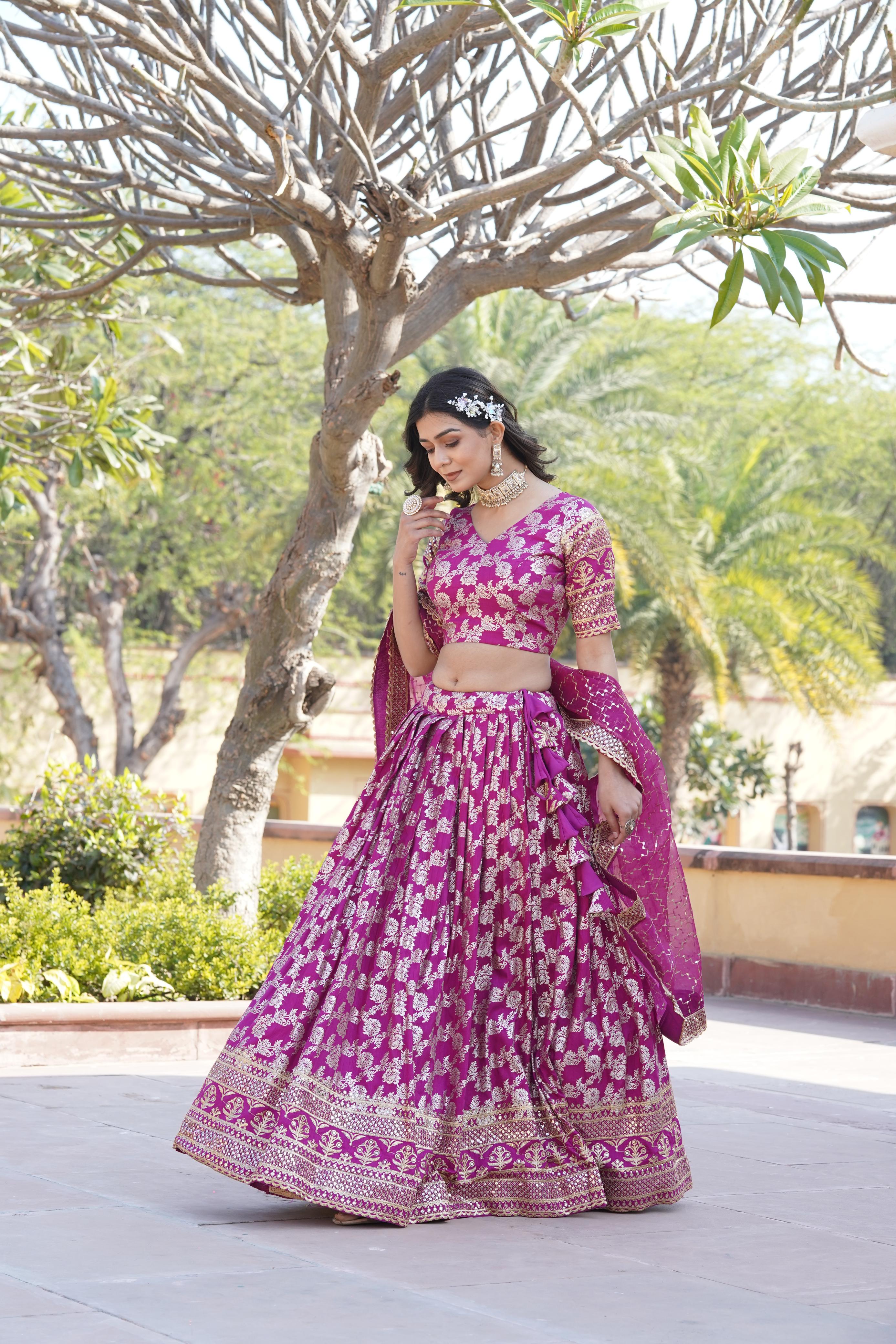 Captivating Sequins Work Pink Color Lehenga Choli