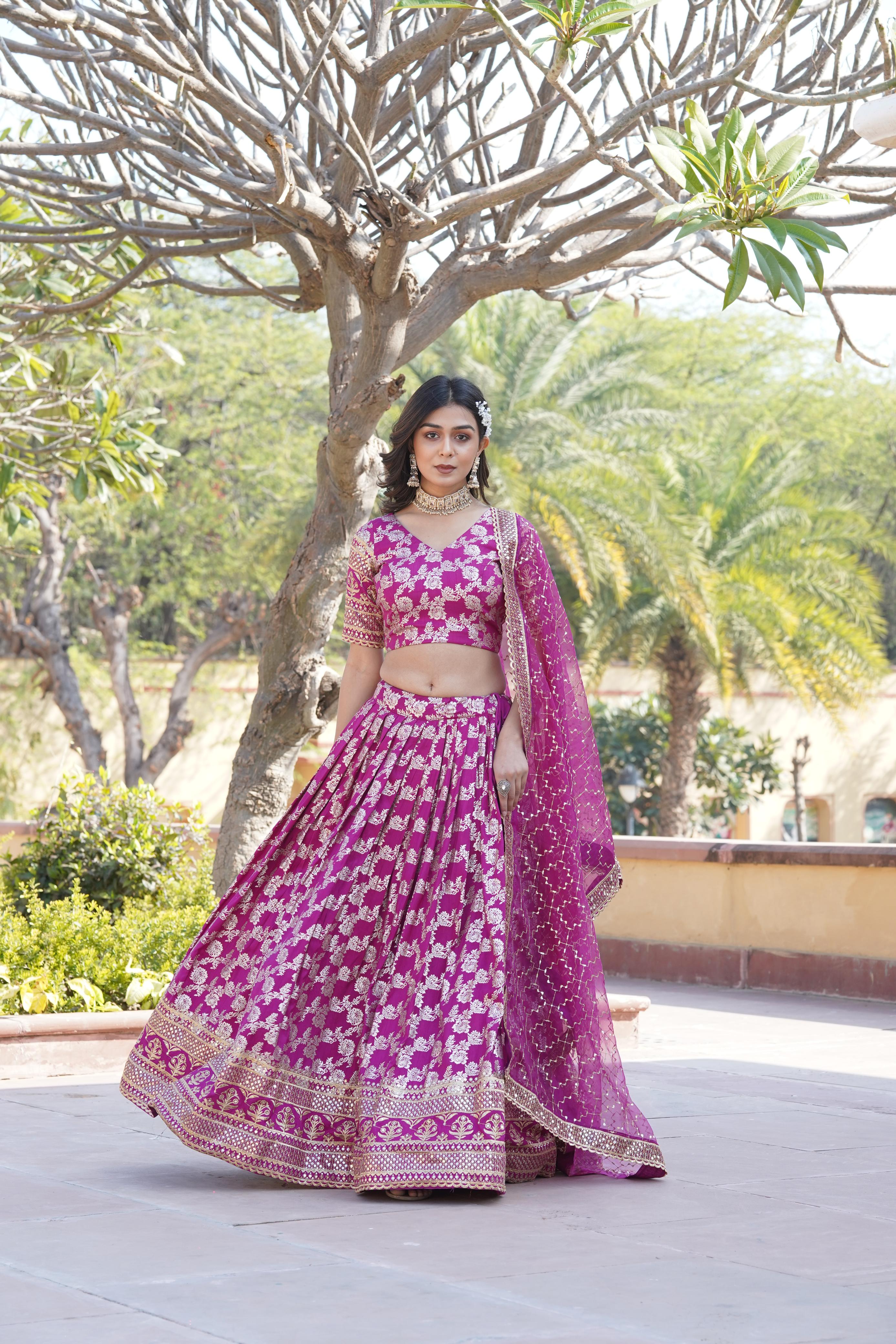 Captivating Sequins Work Pink Color Lehenga Choli