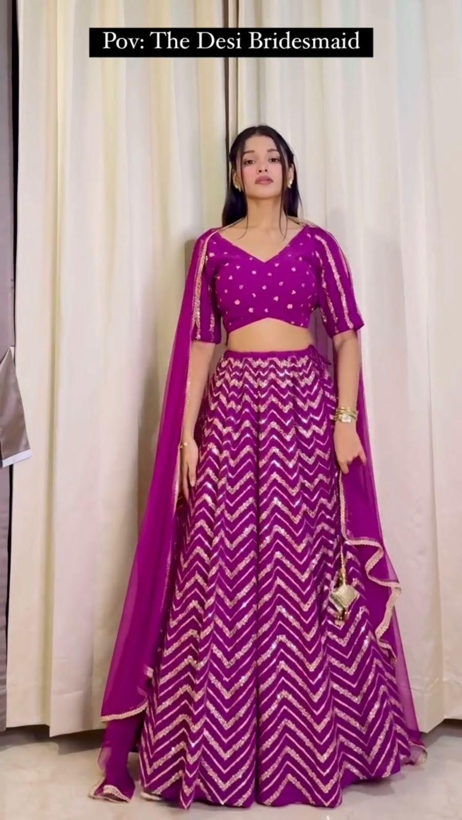 Zig Zag Sequence Work Dark Pink Lehenga Choli