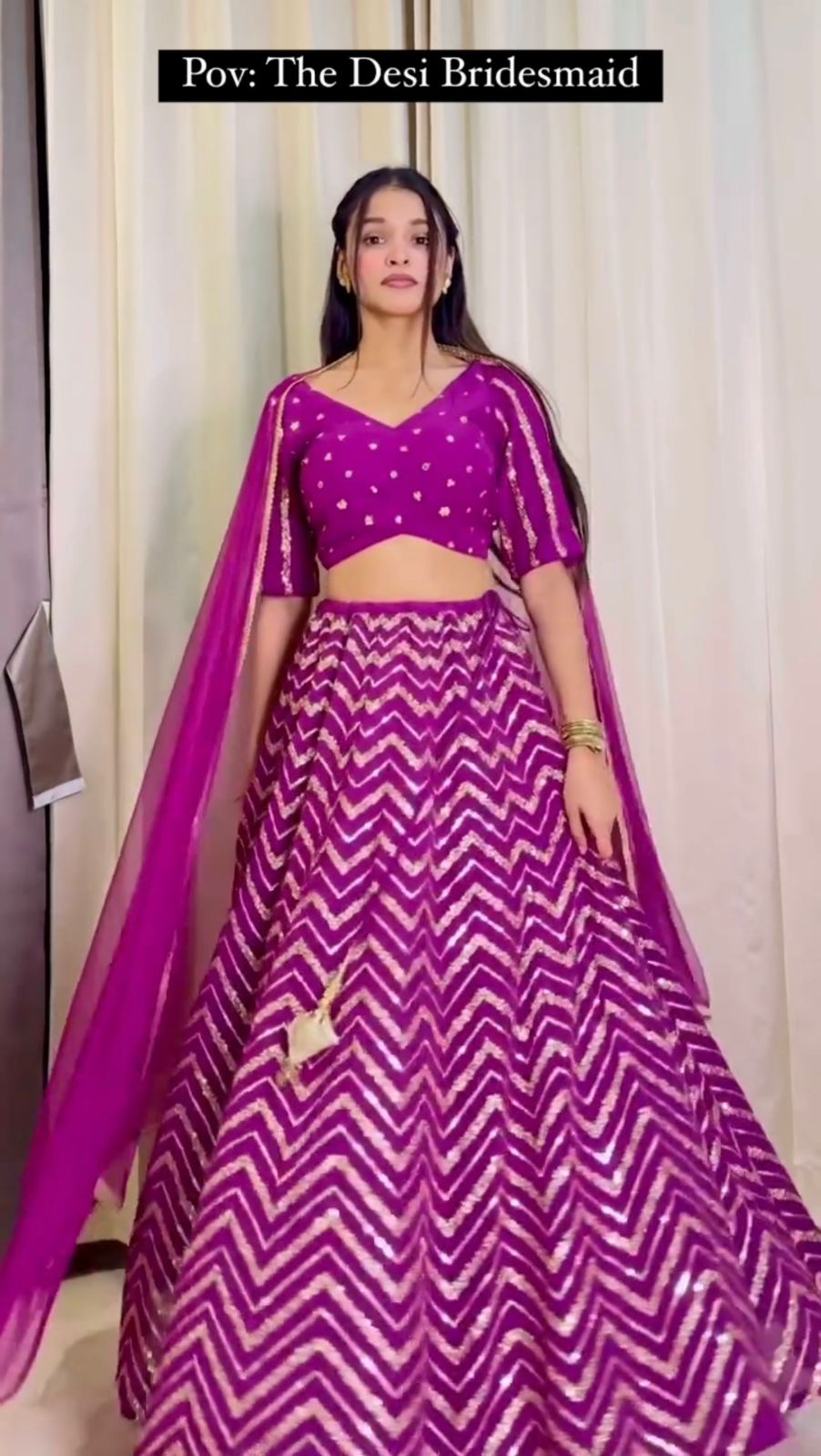 Zig Zag Sequence Work Dark Pink Lehenga Choli