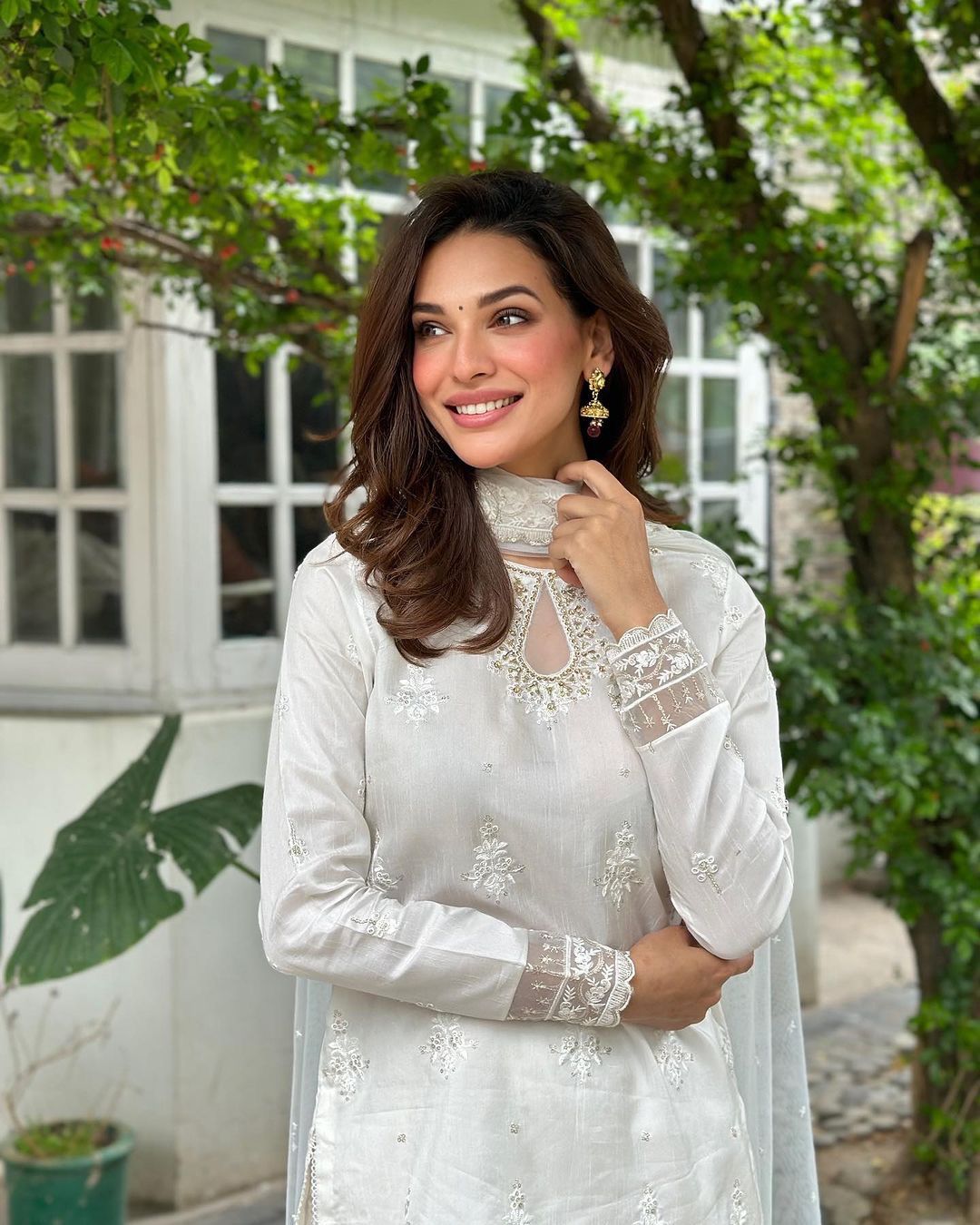 Outstanding  Sequins Work White Color Sharara Suit