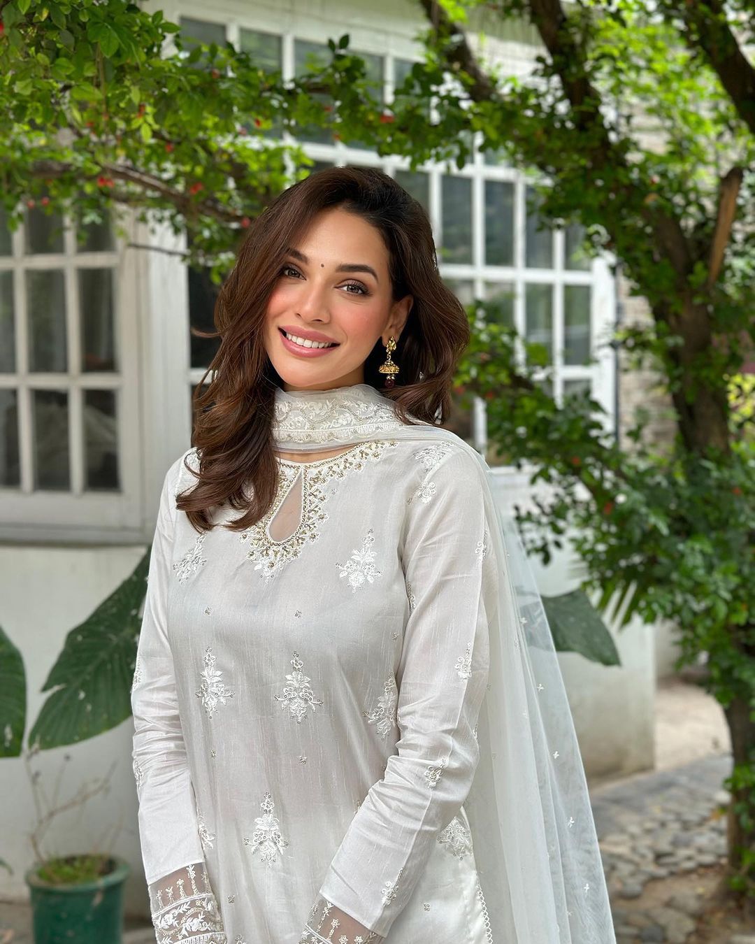 Outstanding  Sequins Work White Color Sharara Suit
