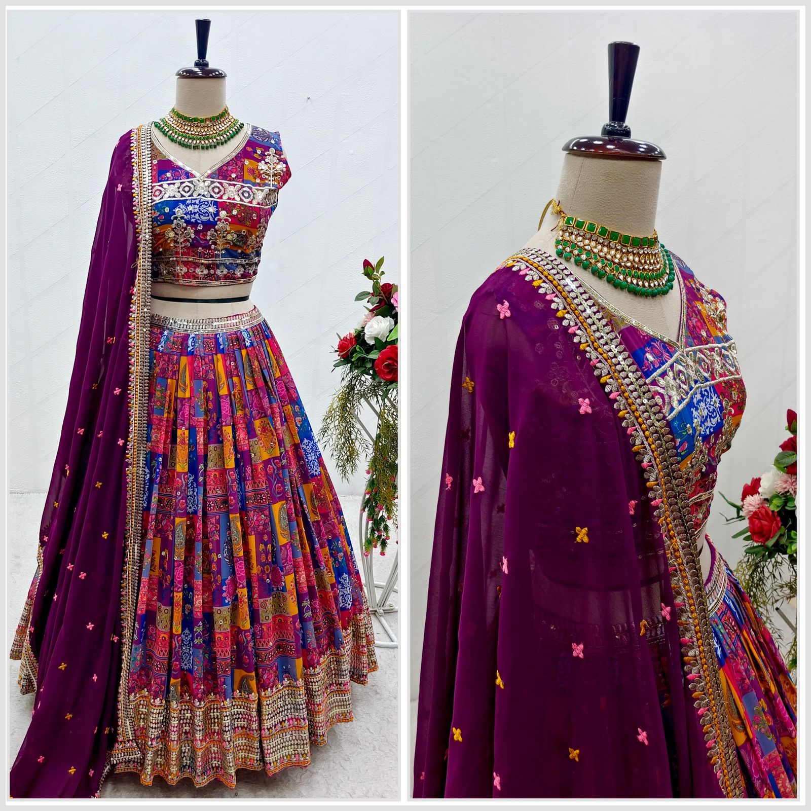 Traditional Wea Embroidery Work Purple Color Lehenga Choli